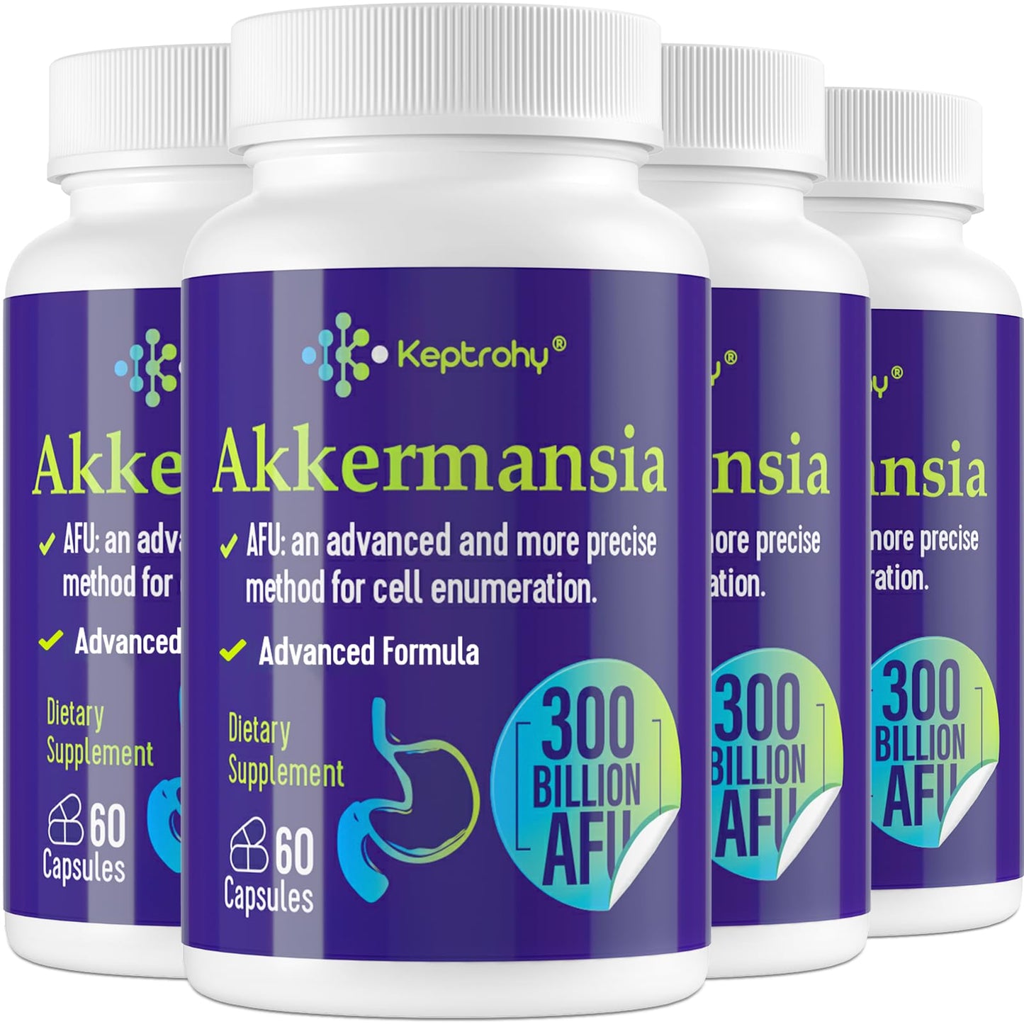 Keptrohy 300 Billion AFU Akkermansia Probiotic for Digestive Support β 60 Capsules