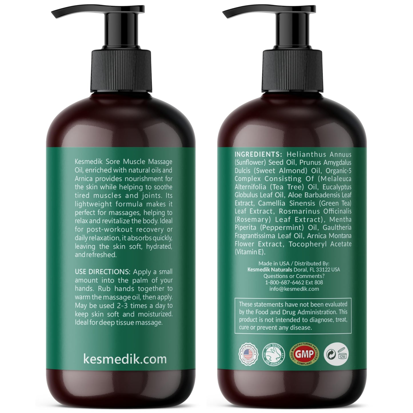 Sore Muscle Massage Oil with Arnica, Eucalyptus & Tea Tree β Kesmedik