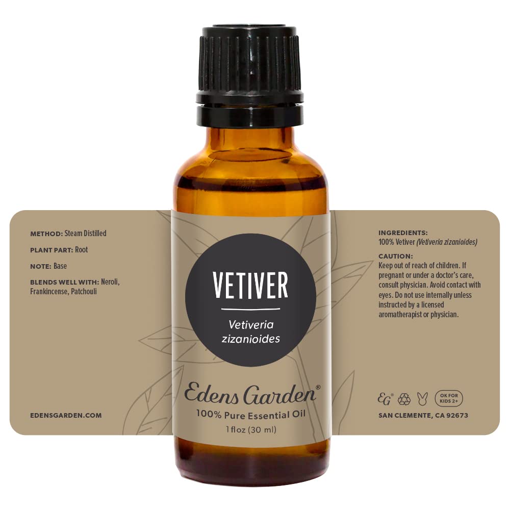 Edens Garden Vetiver Essential Oil โ 100% Pure Premium Grade, Undiluted, Kid Safe, 30 ml