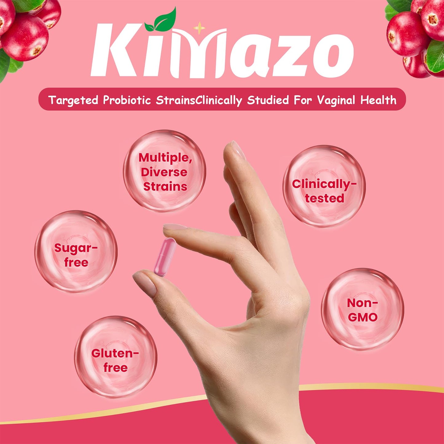 Kimazo Vaginal Probiotics for Women โ 42B CFU, pH Balance, Urinary Health, 60 Capsules