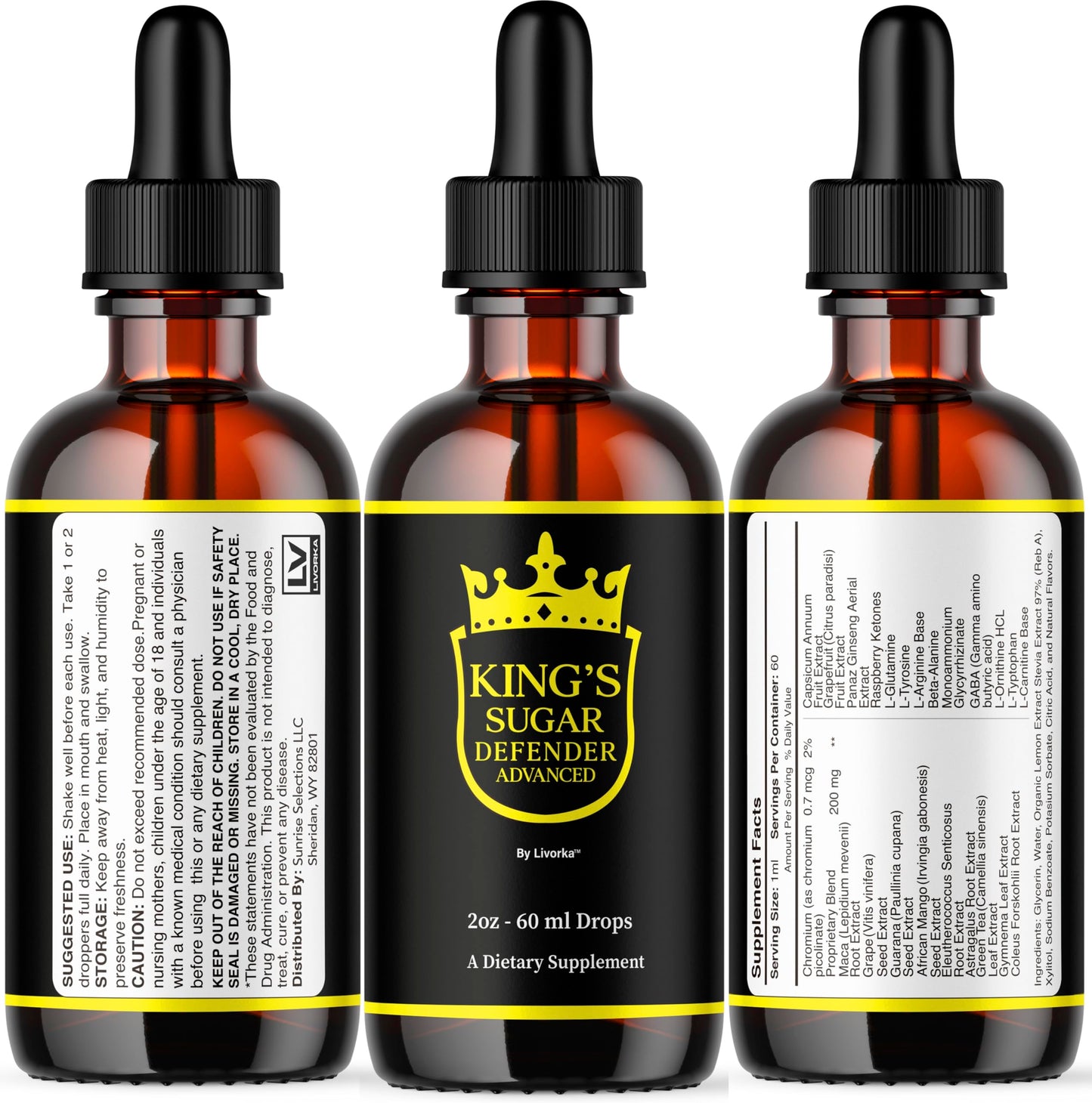 2 Pack Kings Sugar Defender Drops โ Official KingSugar Defender Liquid Formula for Overall Health & Wellness (2 Bottles, 2 Months)