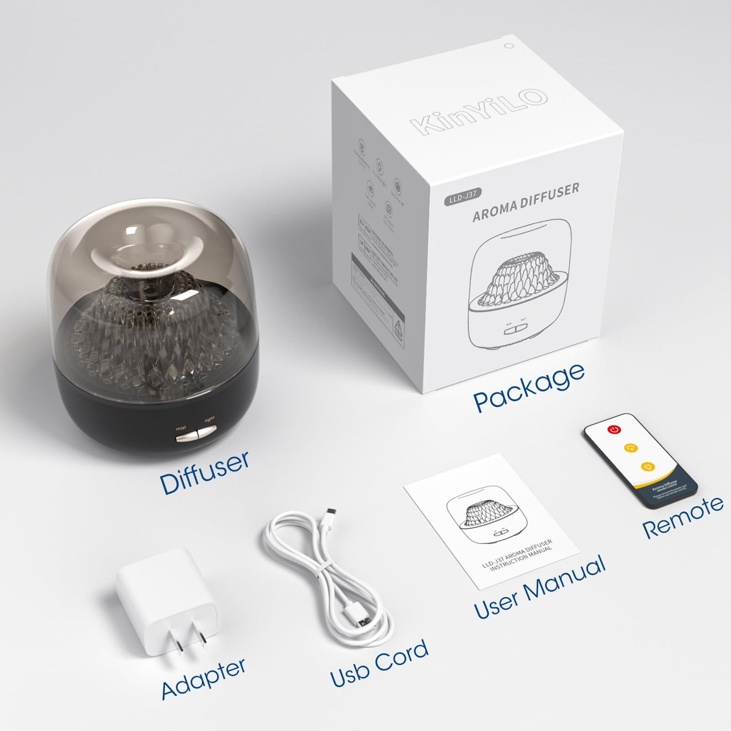 KinYiLO Essential Oil Diffuser 200ml Volcano Mountain β 7 Color LED Lights, Ultrasonic Cool Mist