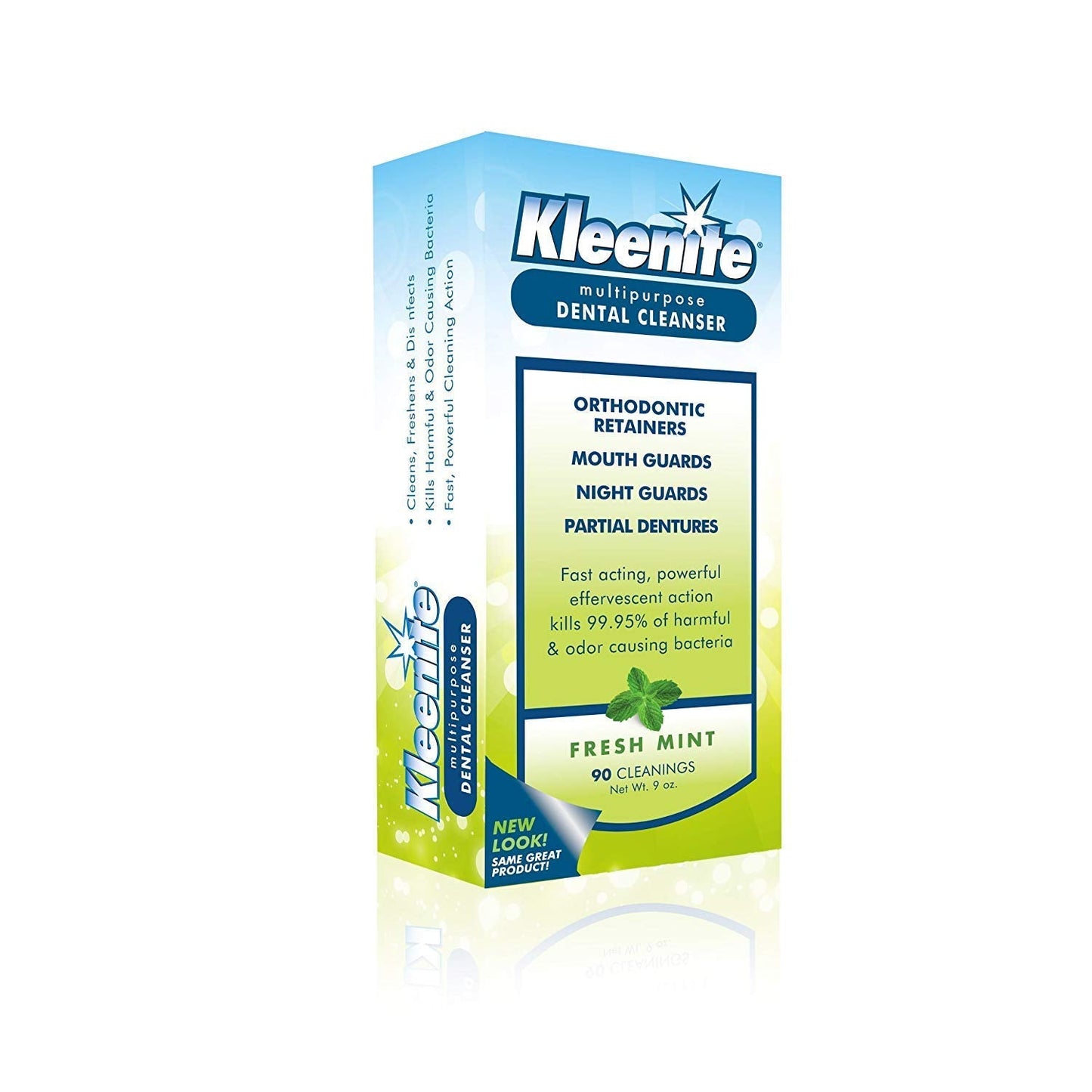 Kleenite Dental Cleanser Fresh Mint 9 oz (Pack of 3) โ Denture, Retainer & Mouthguard Cleaning Powder