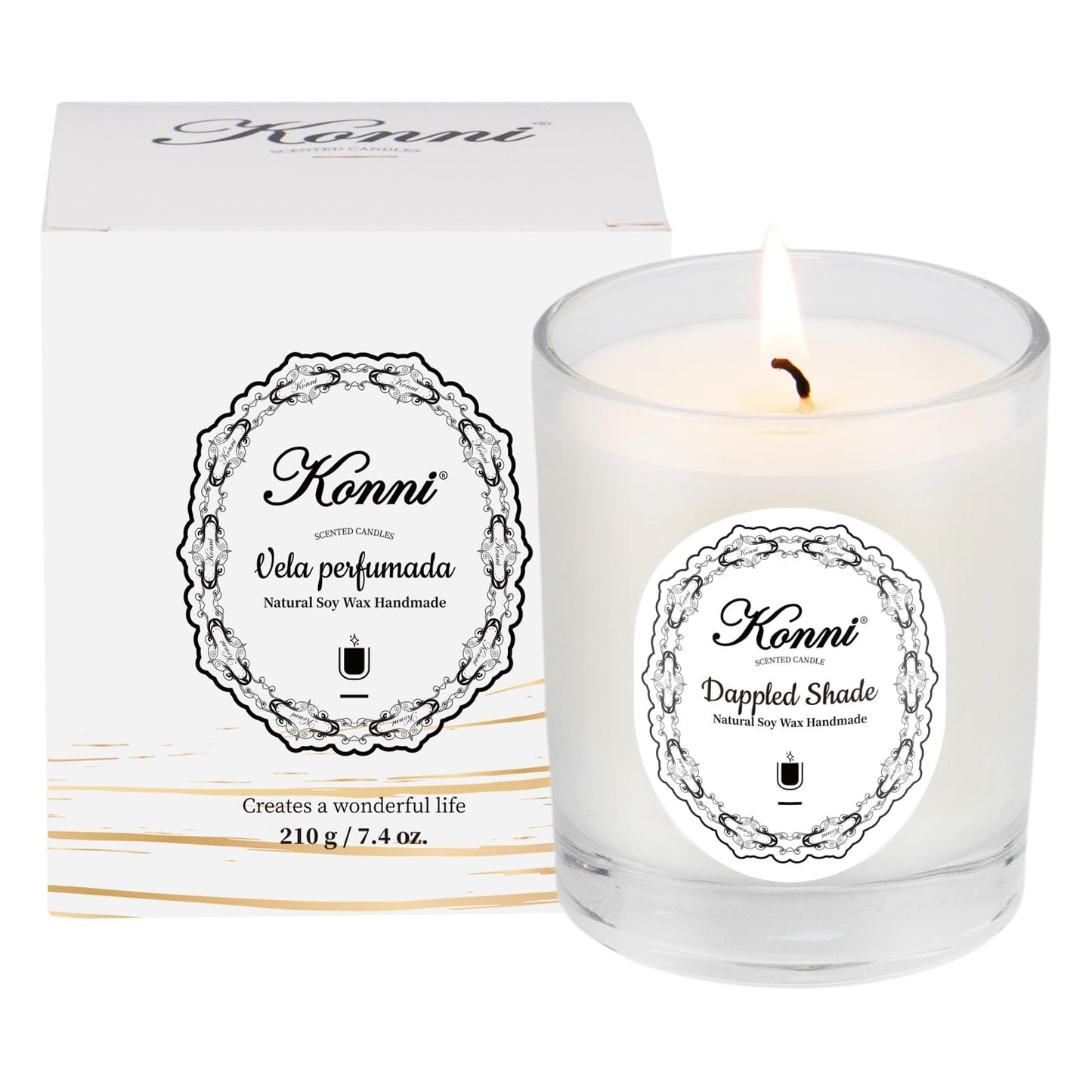 KONNI Scented Candles โ 7.4oz Jar Soy Wax Candle, Aromatherapy, 40H Burn Time, Dappled Shade Gift