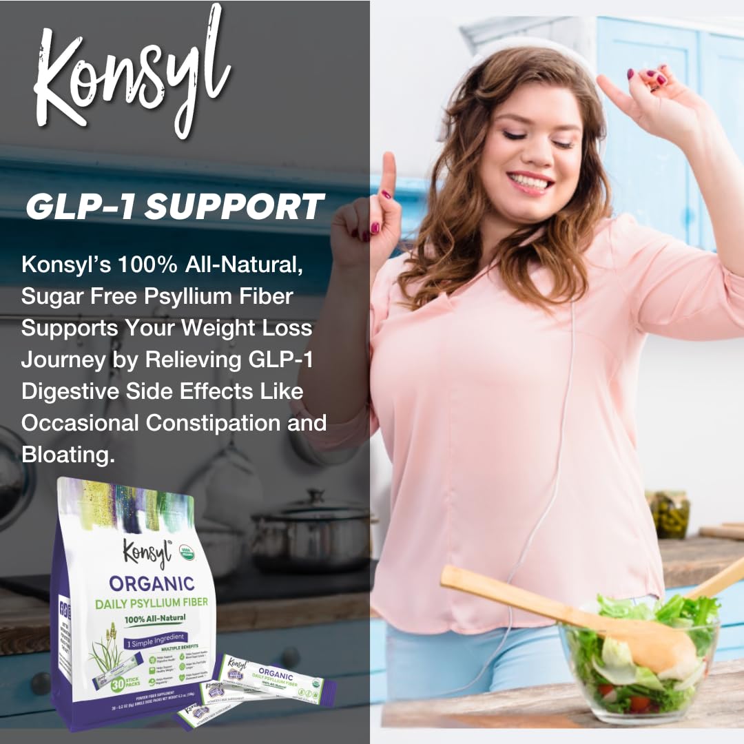 Konsyl Organic Daily Psyllium Fiber Stick Packs โ 30 Packets