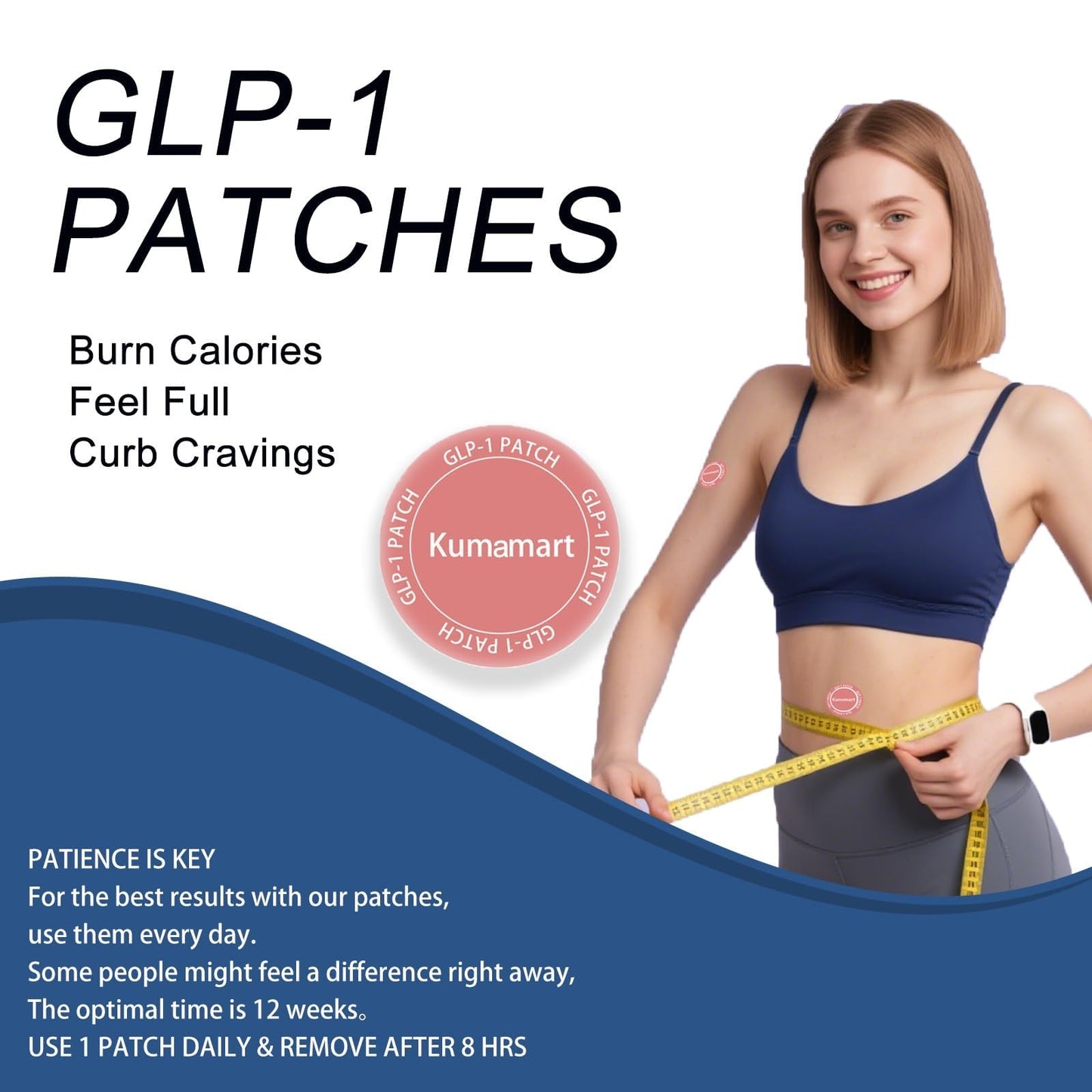 kumamart GLP-1 Patches β 60 Count, 12-Hour Hunger Support, Natural Plant-Based Ingredients