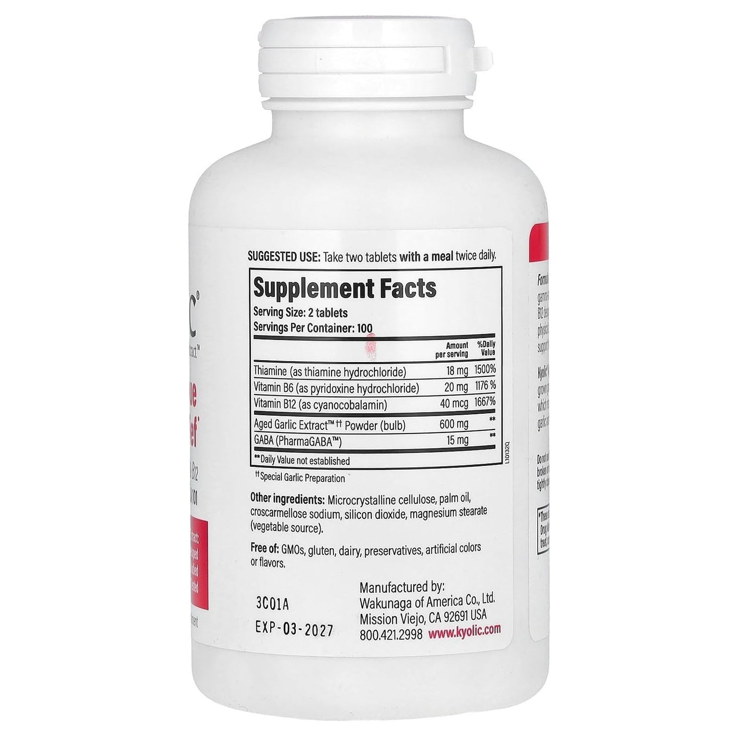 Kyolic Aged Garlic Extract Formula 101 โ Stress & Fatigue Relief, 200 Tablets