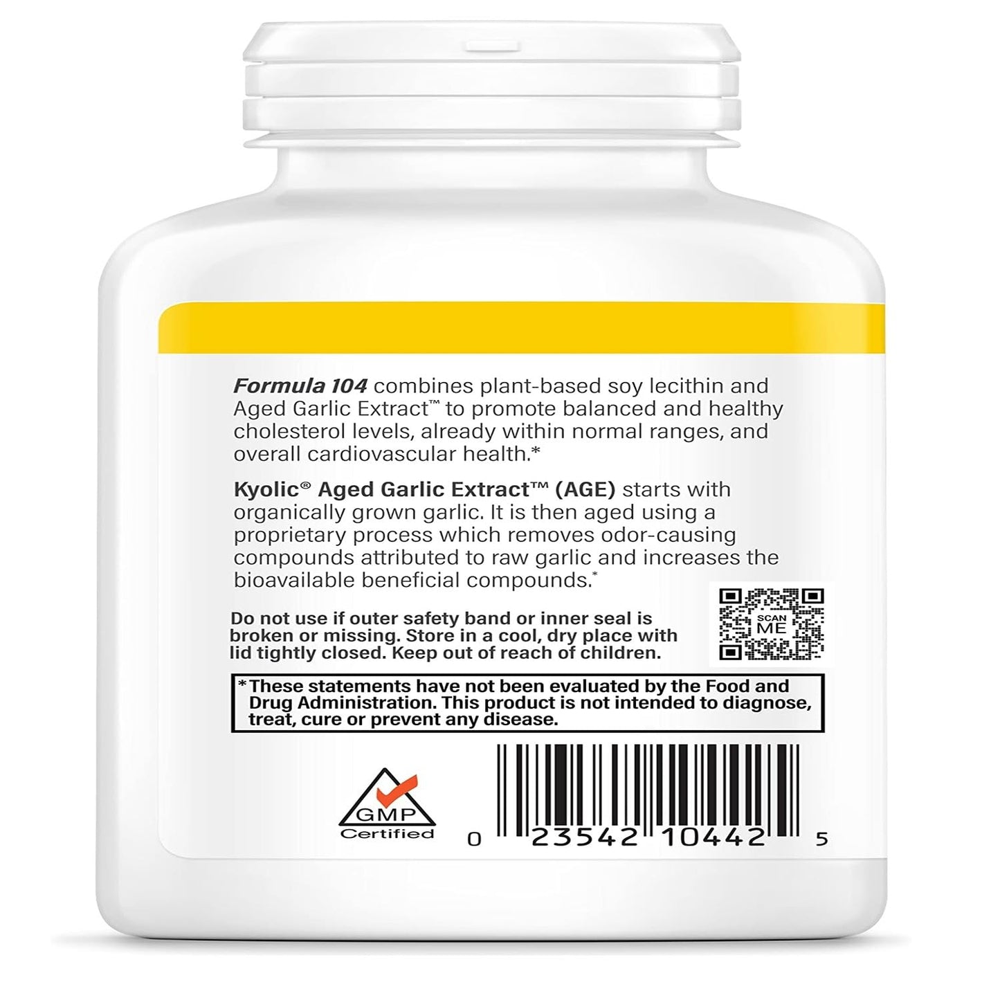 Kyolic Aged Garlic Extract Formula 104 โ Cholesterol Health*, 200 Capsules