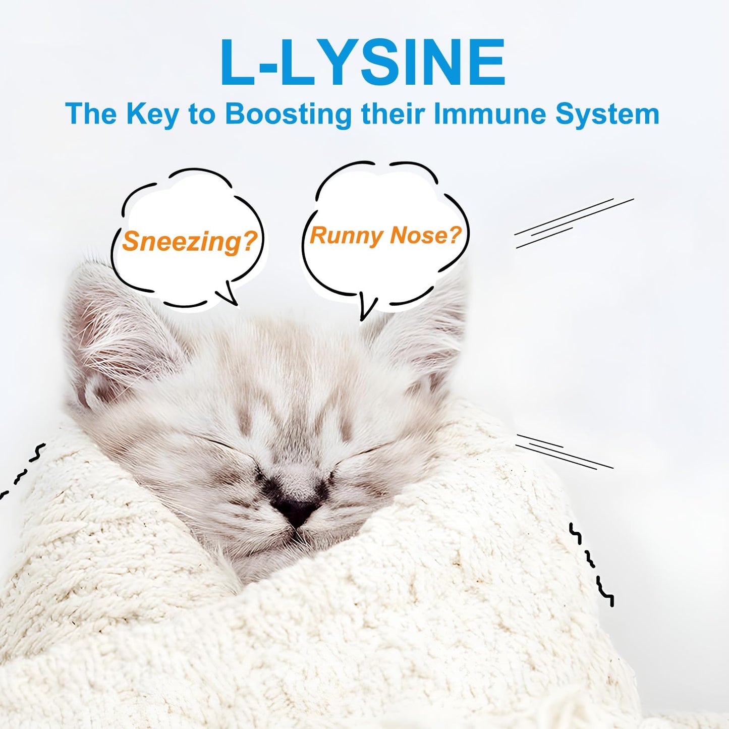 L-Lysine for Cats โ 900mg (2 Scoops) Immune Support, Eye & Respiratory Health โ 4.23oz (120g)
