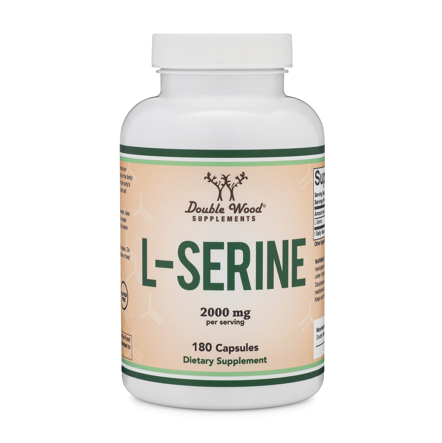 L-Serine Capsules 2,000 mg โ 180 Count | Third-Party Tested | Double Wood