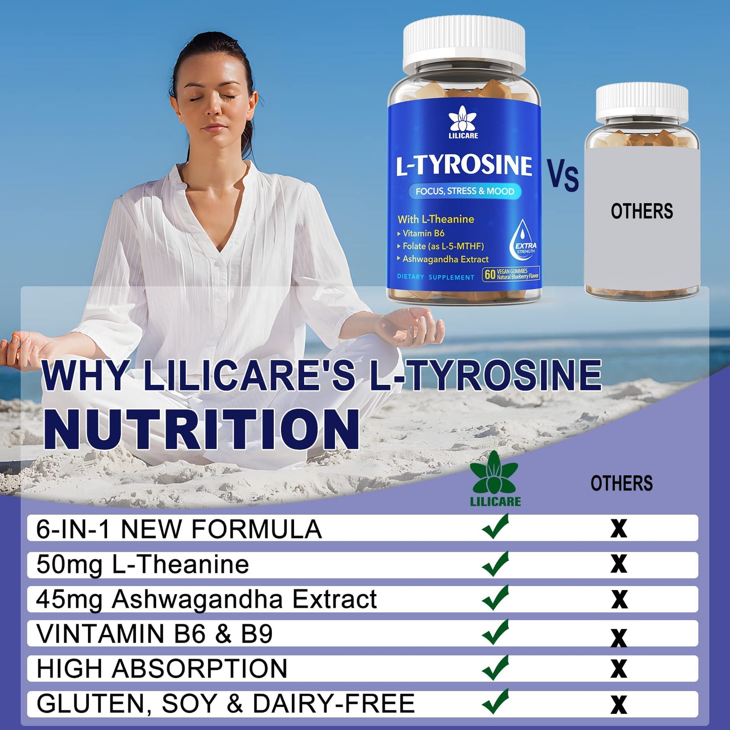 L Tyrosine Gummies 1100mg โ Focus, Mood Support & Energy | 120ct