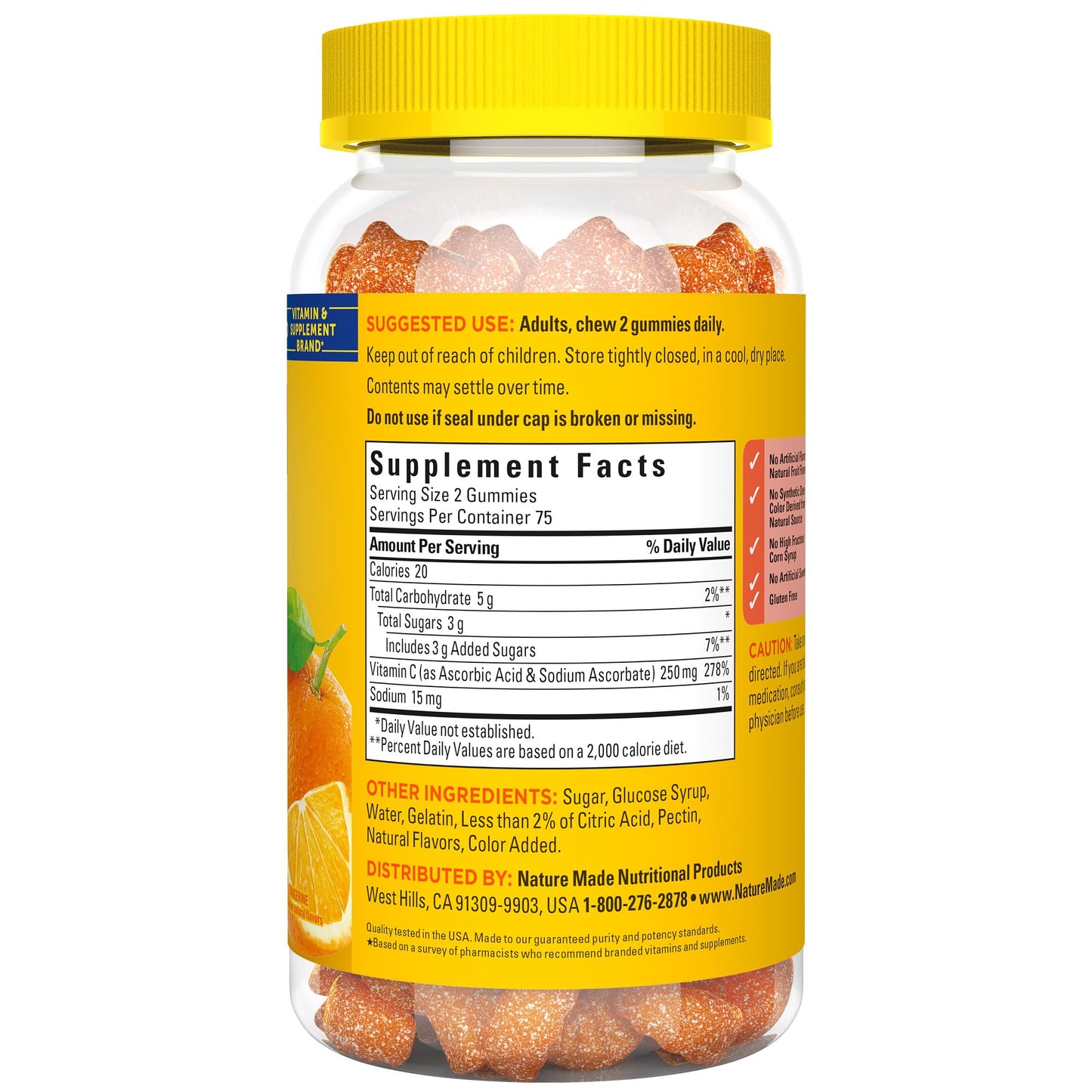 Nature Made Vitamin C 250 mg Gummies โ Immune Support, 150 Count (75 Day Supply)