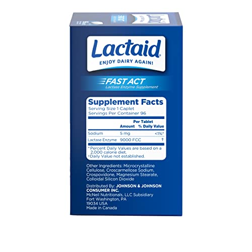 Lactaid Fast Act Lactose Intolerance Caplets with Lactase Enzyme โ 96 Travel Packs