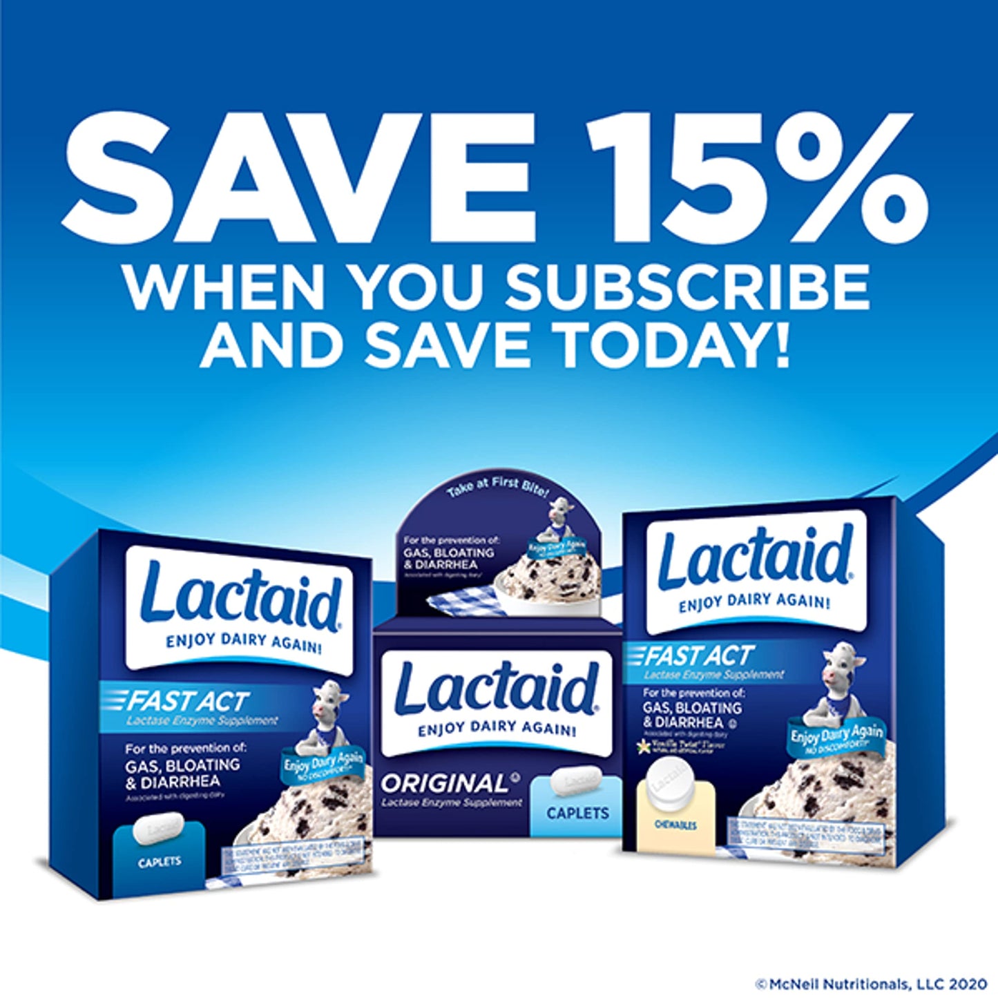 Lactaid Fast Act Vanilla Twist Chewables β Lactase Enzyme for Lactose Intolerance, 60 Count