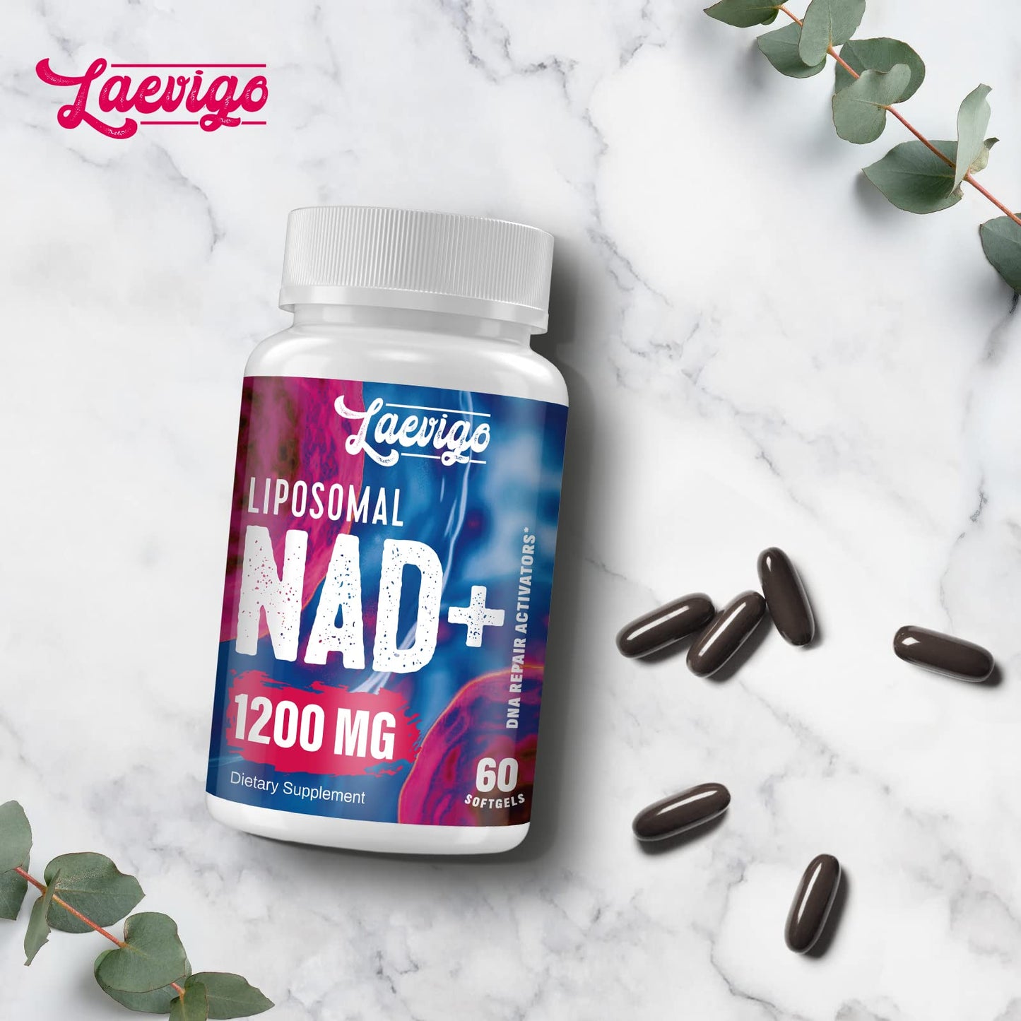 Laevigo Liposomal NAD+ 1200mg โ High Absorption NAD+ Supplement for Energy & Longevity | 120 Softgels