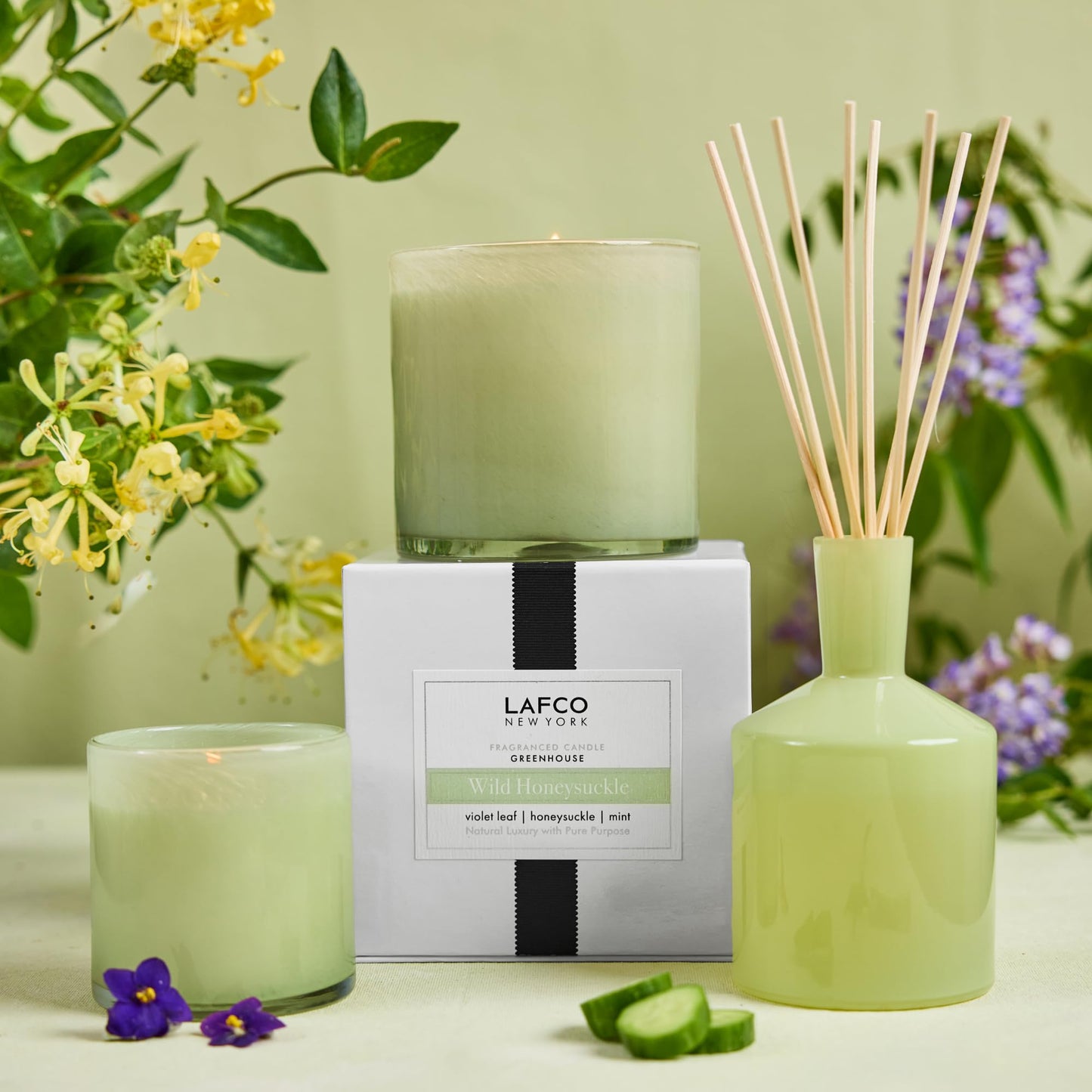 LAFCO New York Signature Candle, Wild Honeysuckle โ 15.5 oz | 90-Hour Burn