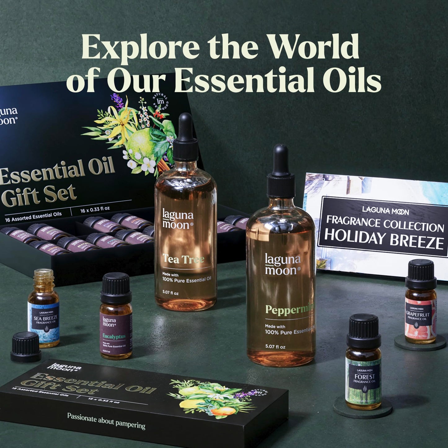 Lagunamoon Summer Essential Oils Set β Holiday Breeze Gift (10ml) Coconut, Pineapple, Grapefruit