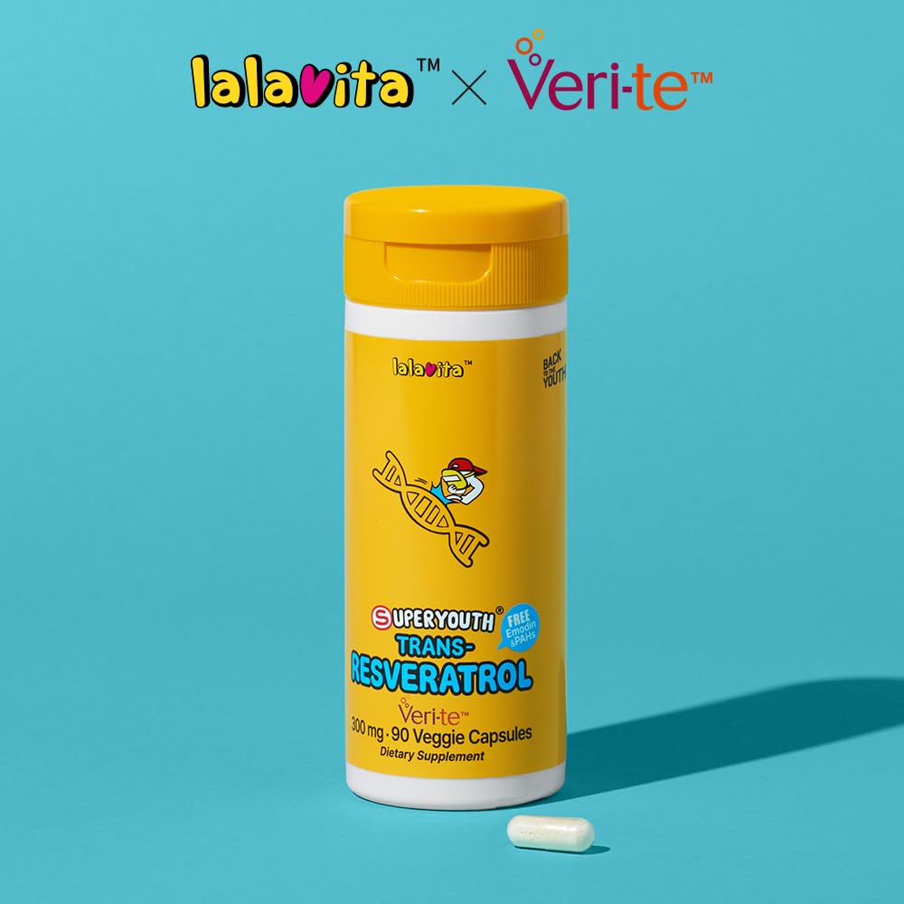 lalavita SuperYouth Trans-Resveratrol 300mg โ 90 Veggie Capsules (90 Day) โ Yeast Fermentation