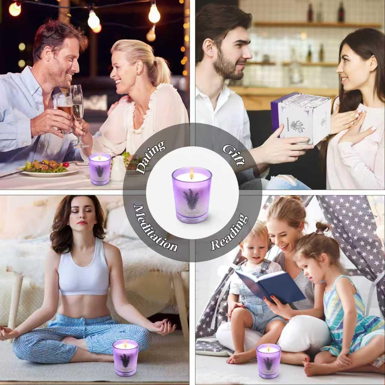 Lamway Lavender Soy Candle 8 oz β Aromatherapy, 45h Burn, Gift for Her