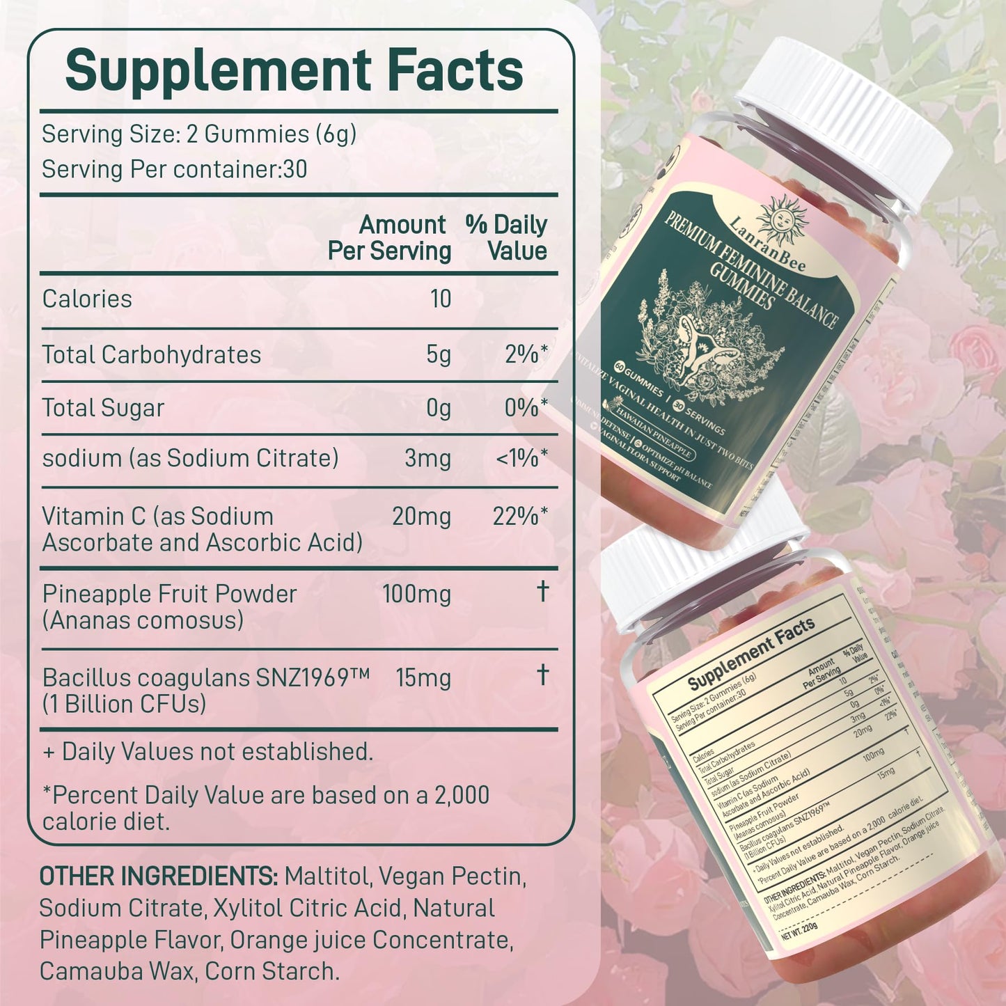 LanranBee Premium Feminine Balance Gummies – Women’s Health, Immune Support, Vegan, Gluten-Free & Halal