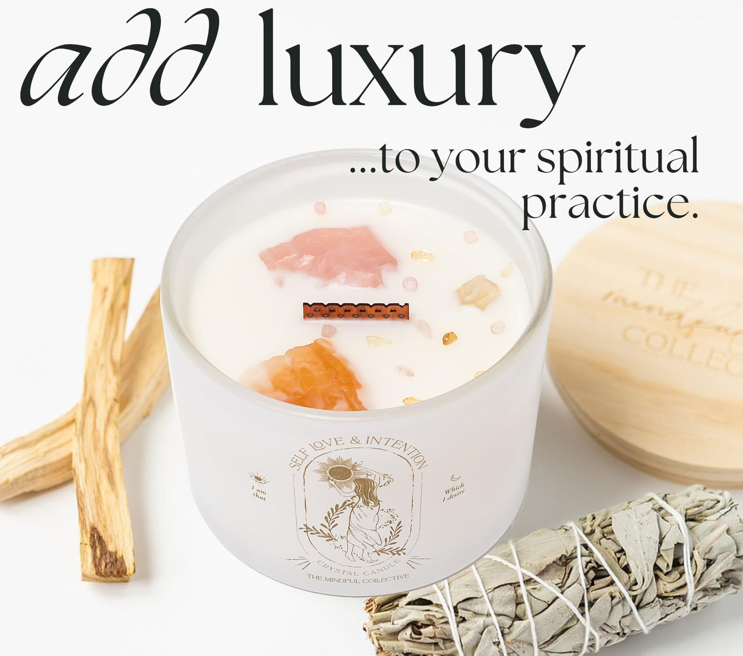 Large Crystal Candles for Women โ 12oz Soy Wood Wick, Crackling Luxury Aromatherapy