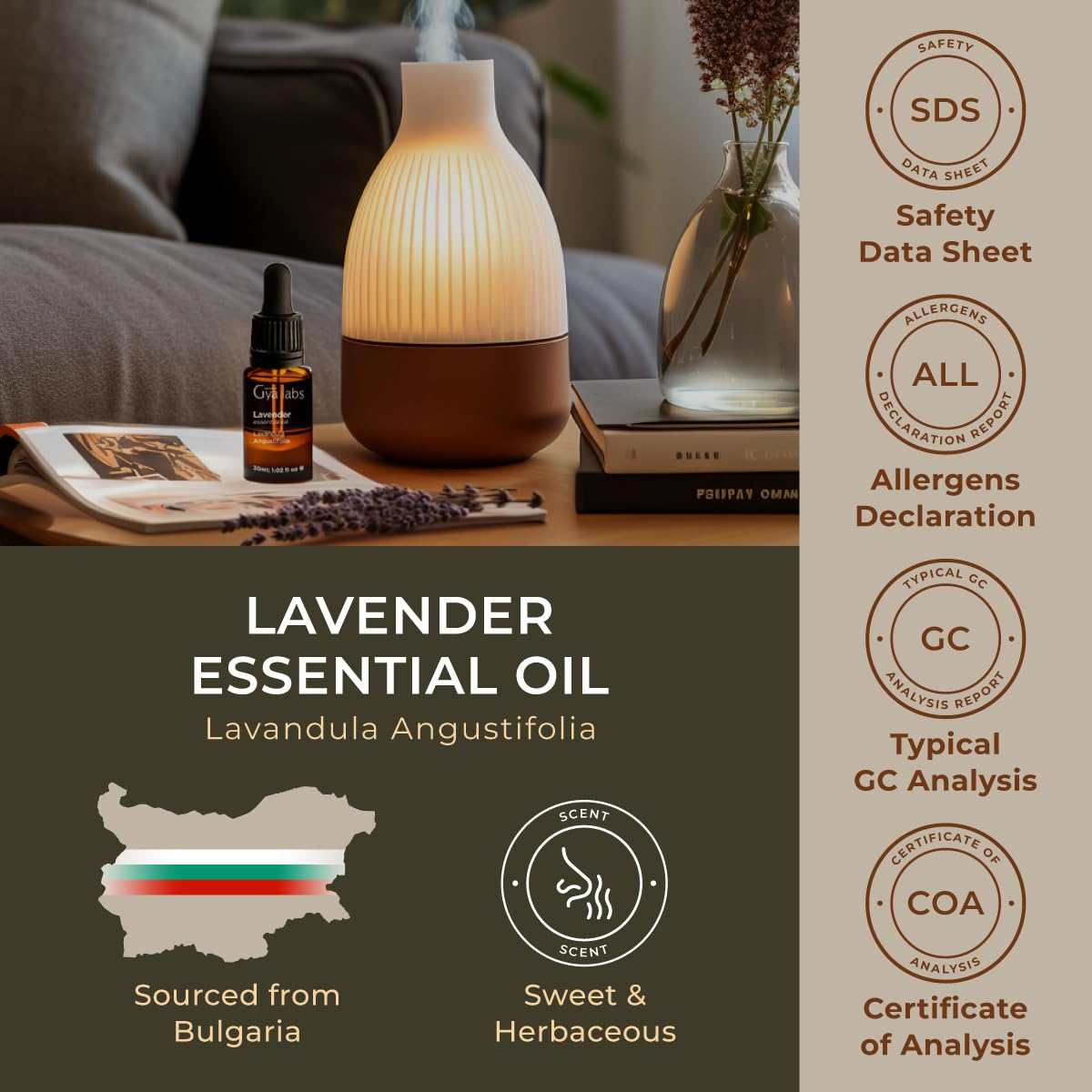 Gya Labs Lavender Essential Oil 1.02 Fl Oz | Pure for Hair, Skin & Diffuser