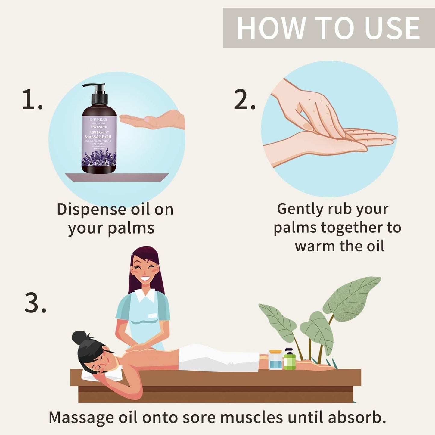Lavender & Peppermint Massage Oil โ Skin Moisturizing Body Oil, 10.2 fl oz