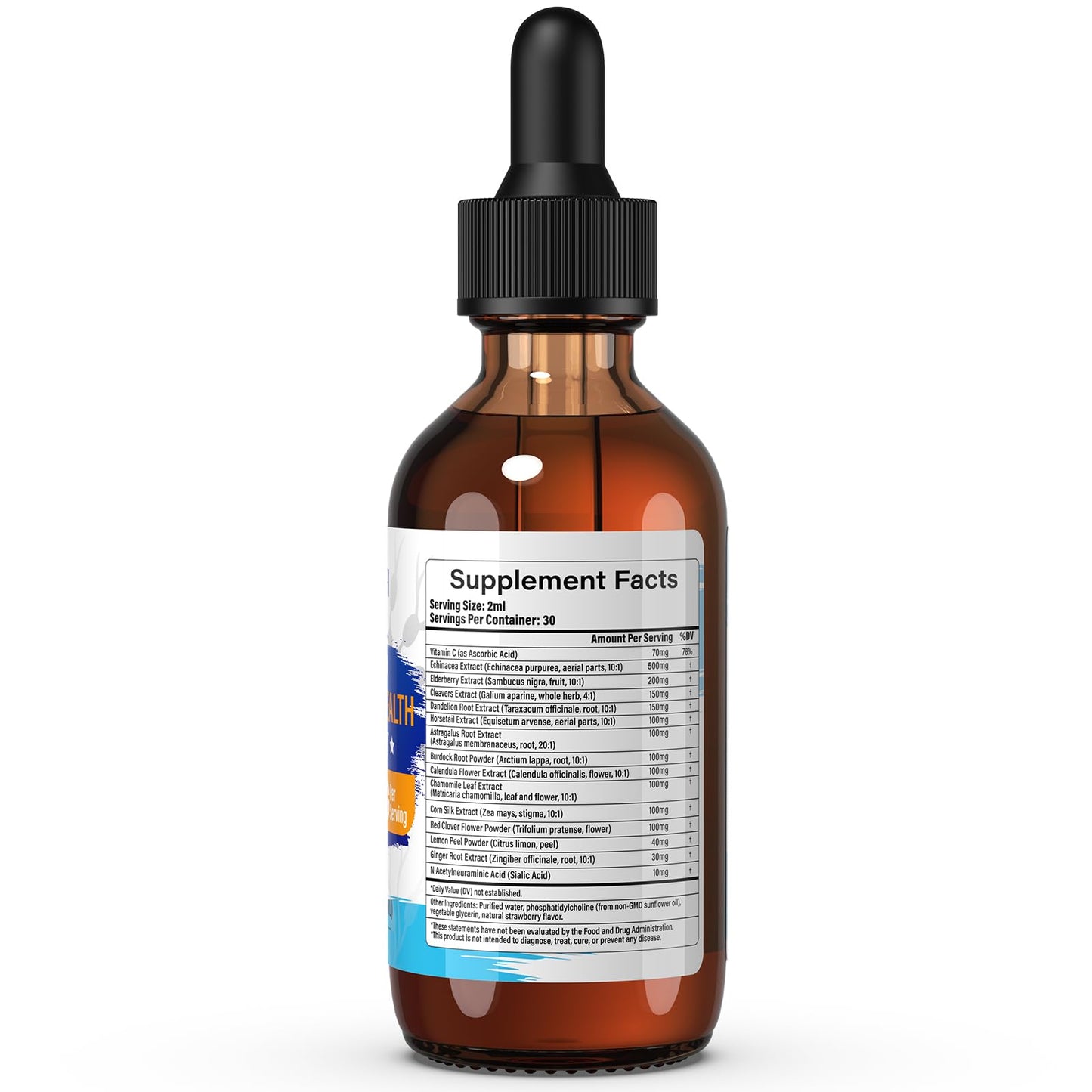 Lazpowfi Liposomal Lymph Drops 2000mg β Strawberry Flavor, 2 fl oz