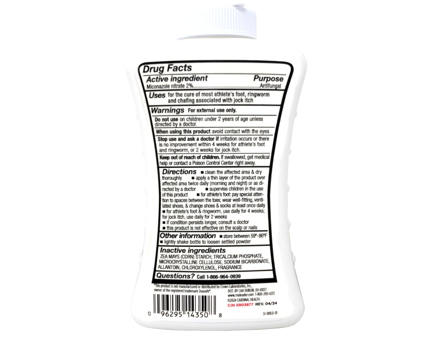 LEADER Athlete's Foot AF Powder β Moisture Absorbing, Talc-Free, 2.5 oz