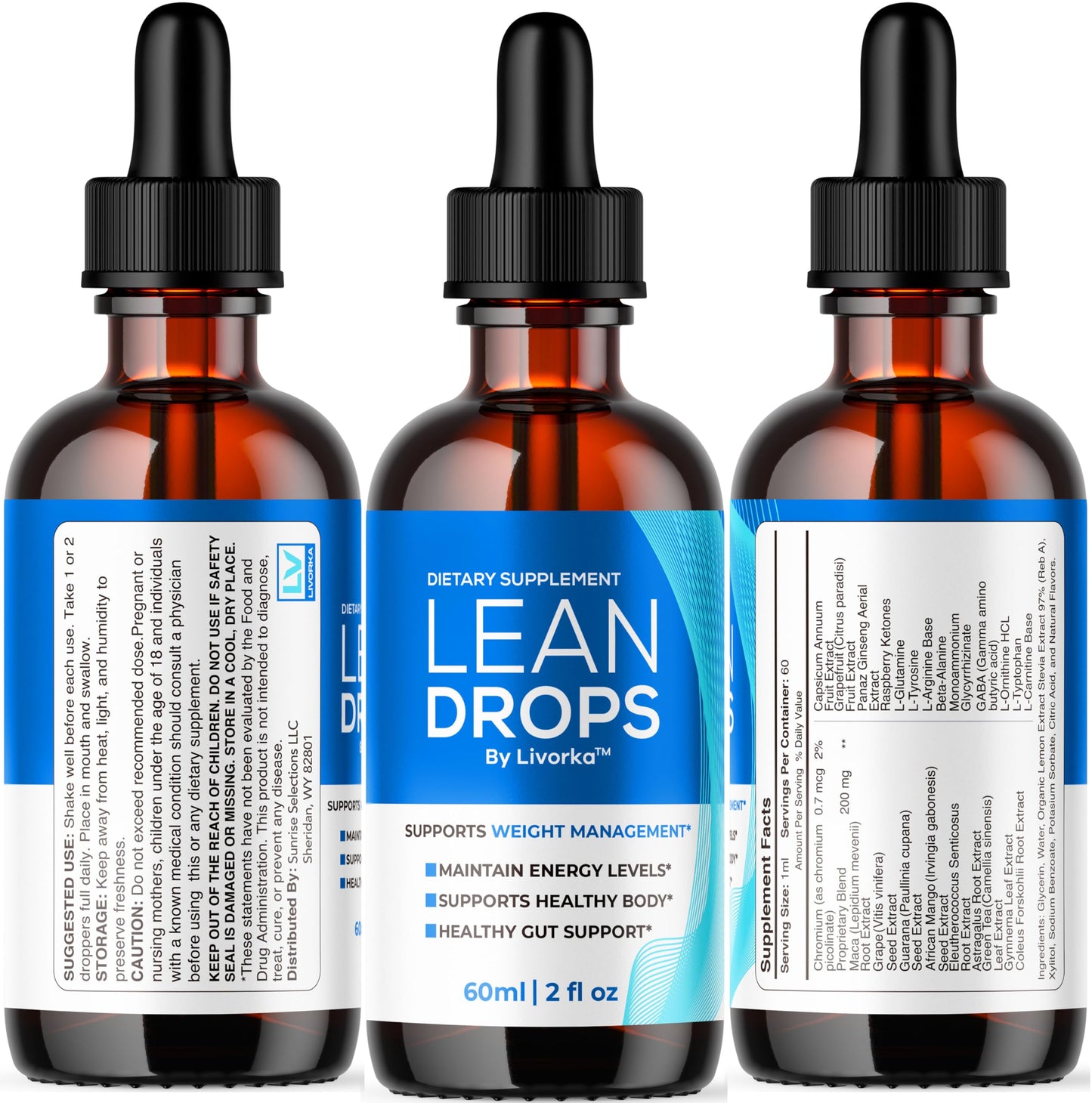 (3 Pack) Lean Drops โ LeanDrops Liquid Formula | All-Natural Premium Wellness Supplement | 3 Bottles (3 Months)