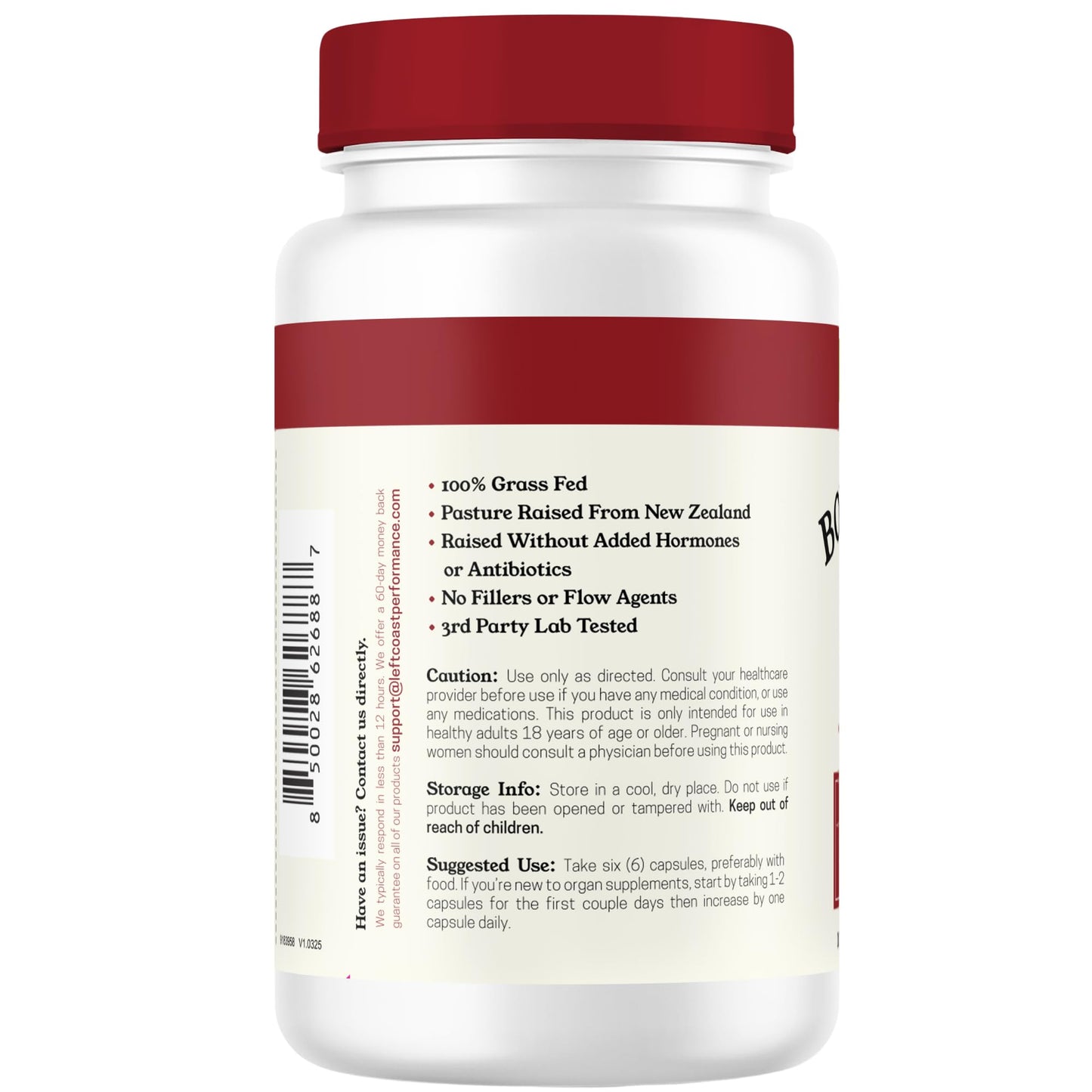 Left Coast Performance Grass-Fed Bovine Blood & Beef Liver Supplement โ NZ Pasture Raised, Freeze-Dried, 180 Capsules
