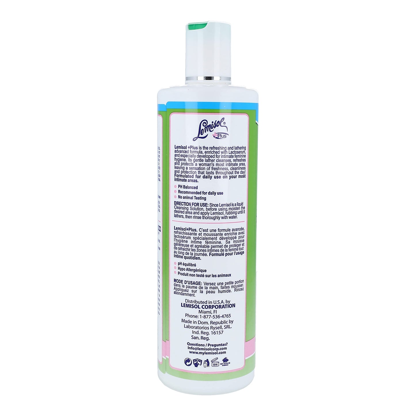 Lemisol Feminine Wash β Gentle Daily Cleanser, pH-Balanced & Hypoallergenic, 2x16oz
