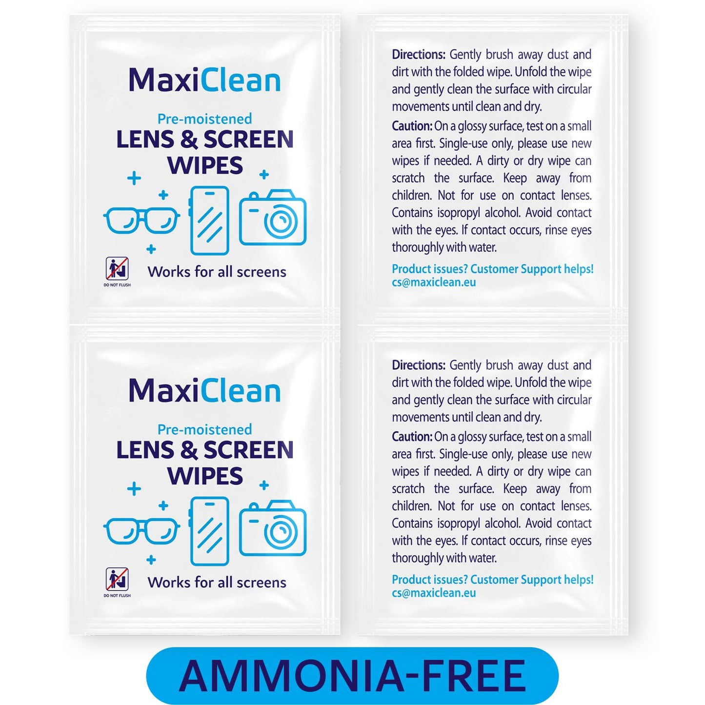 Lens Wipes for Eyeglasses โ 200 Pre-Moistened Wipes | Glasses Cleaner for Eyewear, Sunglasses, Cameras, Screens