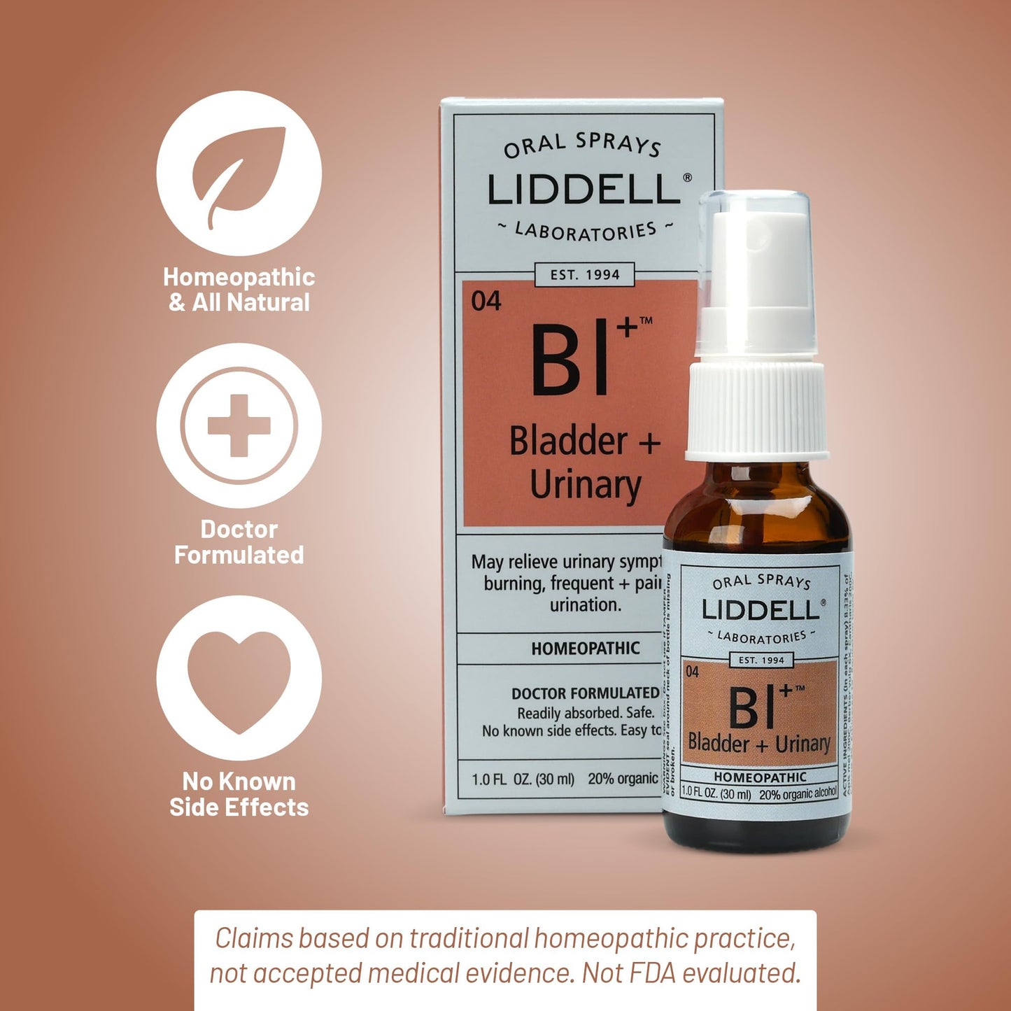 Liddell Homeopathic Bladder & Urinary Spray โ 1 fl oz | Natural Relief