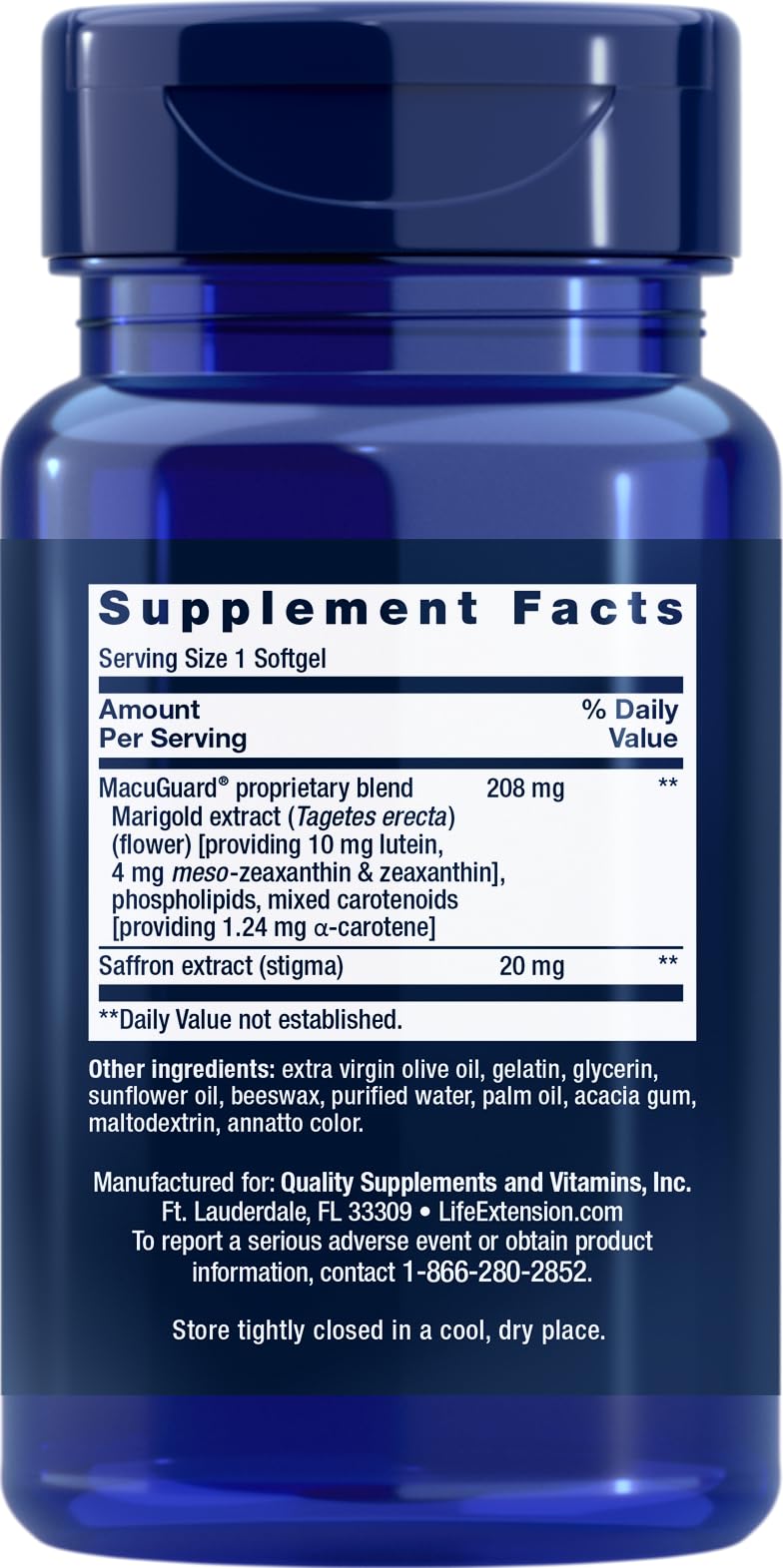 Life Extension MacuGuard Ocular Support with Saffron โ 60 Softgels (Pack of 2)