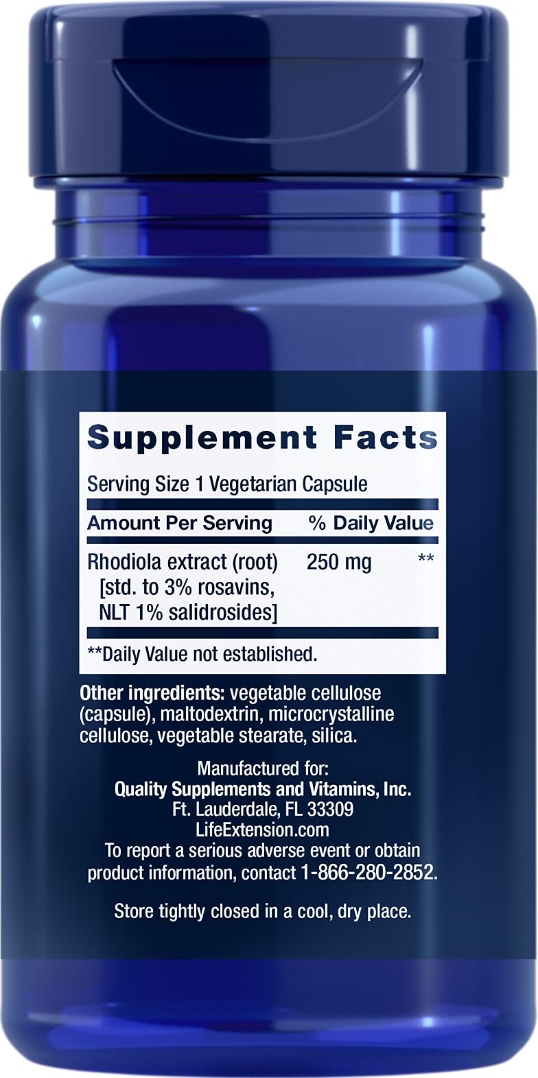 Life Extension Rhodiola Extract, 60 Vegetarian Capsules (Pack of 3) – 250 mg, 3% Rosavins