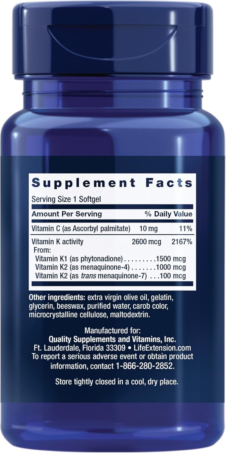 Life Extension Super K, 90 Softgels (Pack of 3) โ Vitamin K1, MK-4 & MK-7 for Bone & Heart Health