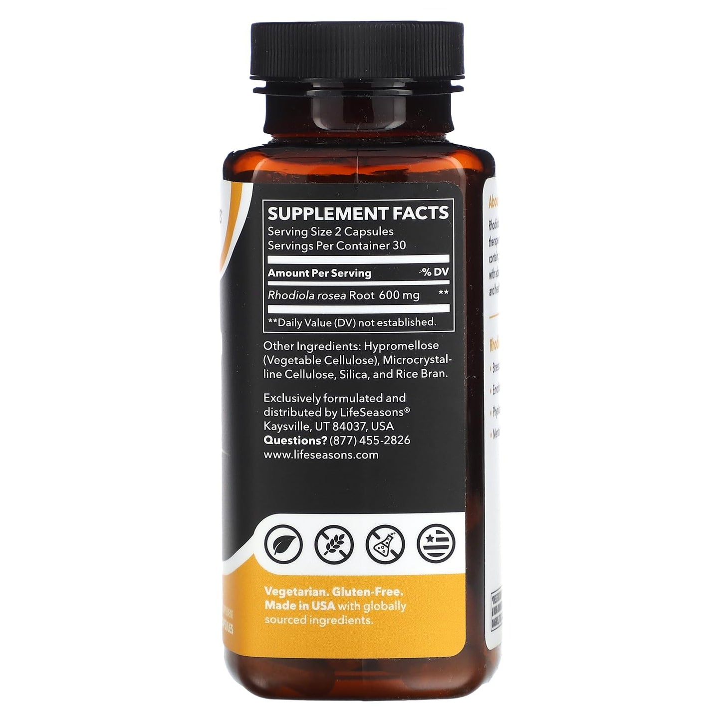 LifeSeasons Essentials Rhodiola Root โ Stress & Sleep Support (600 mg/2 capsules)