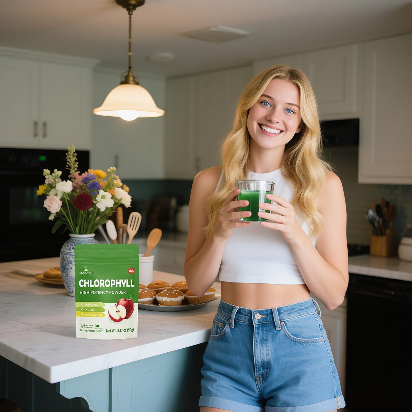 Lifebooil Chlorophyll Powder 120mg โ Alkalization, Gut Health & Clean Energy (30 Servings)