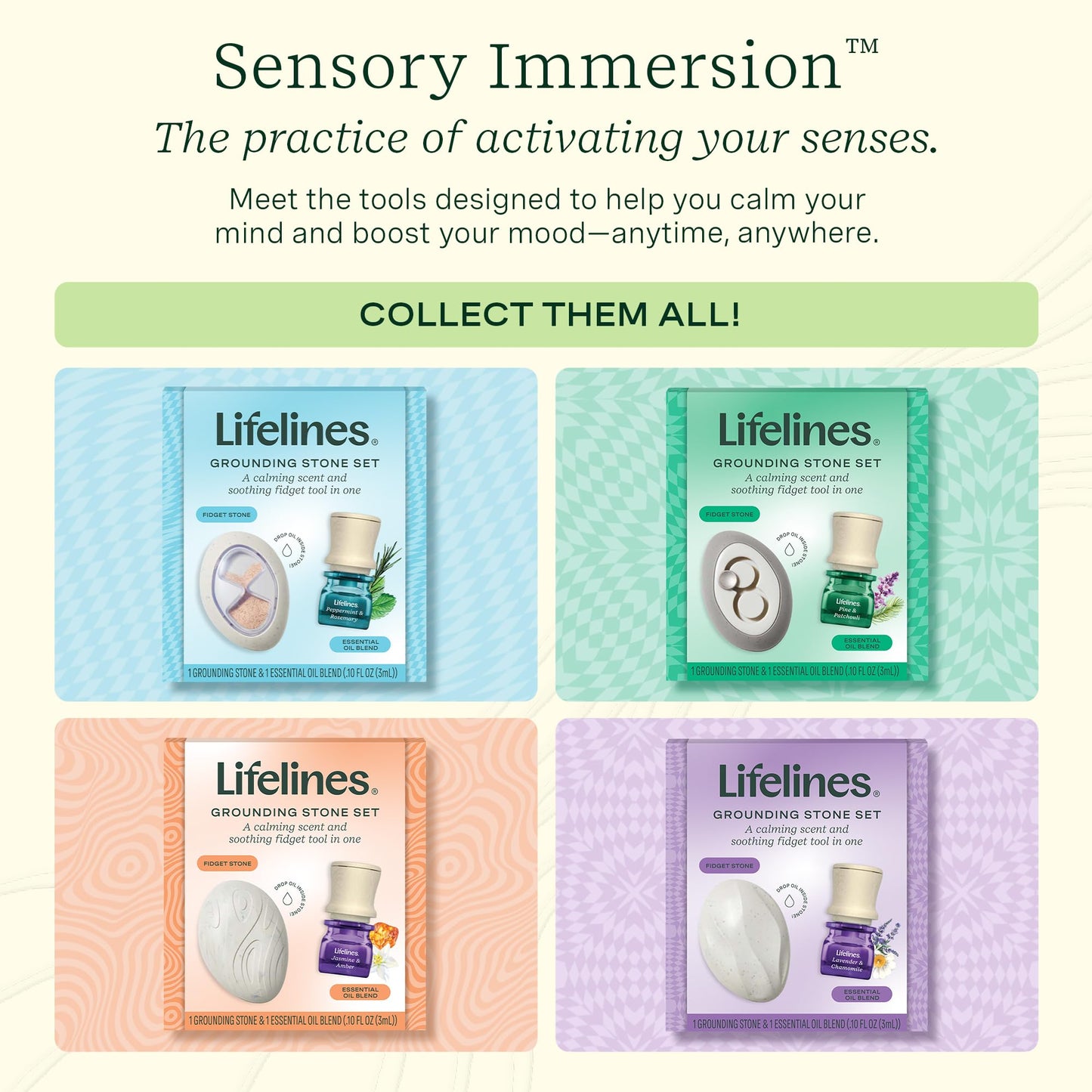 Lifelines Grounding Stone & Oil Gift Set – Fidgets for Tweens, Teens & Adults