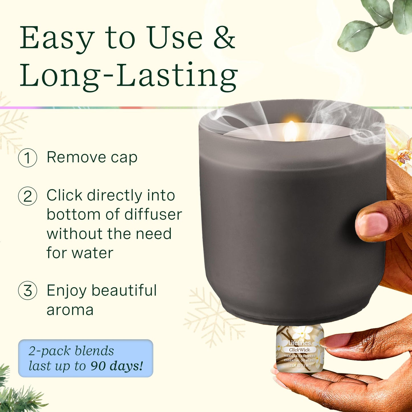 Lifelines Flameless Diffuser Winter Edition Gift Set โ 2 ClickWick Blends