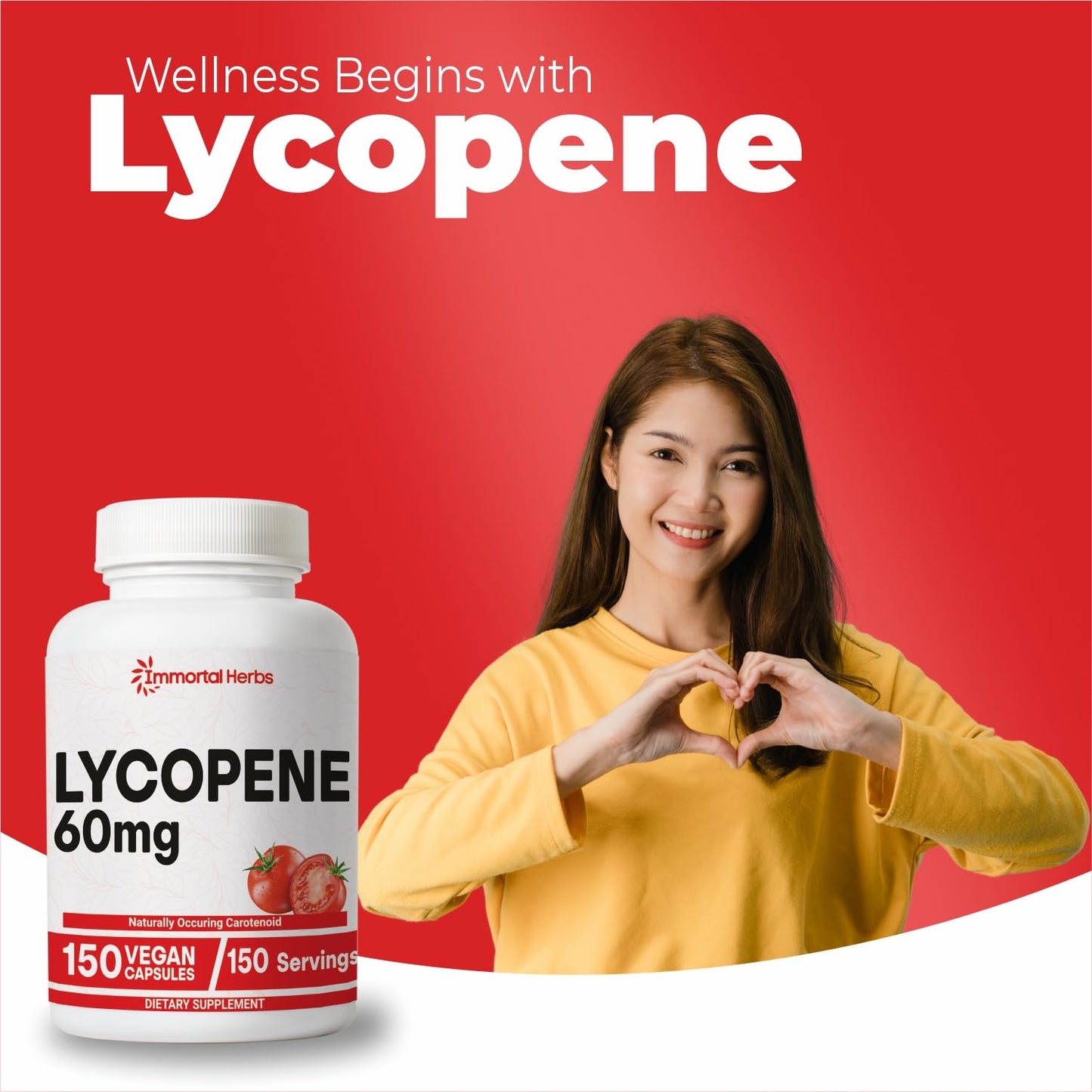 Immortal Herbs Lycopene 60mg for Men โ 150 Capsules (Vegan, Non-GMO, Gluten Free)