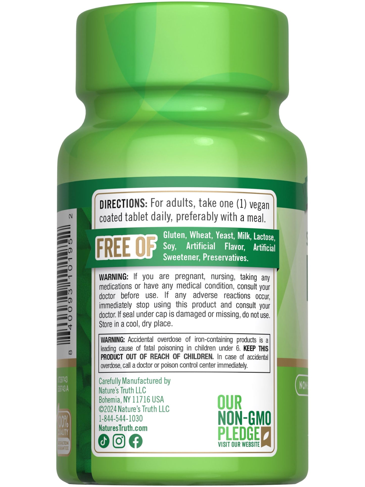 Nature's Truth Iron Supplement โ 45 mg, 60 Pills, Ferrous Sulfate | Non-GMO & Gluten Free