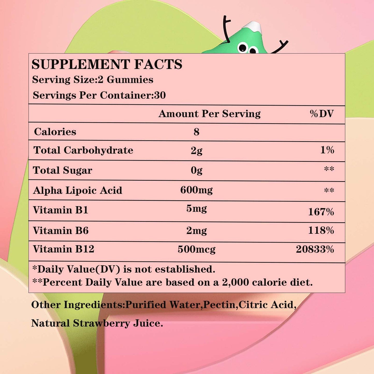 Alpha Lipoic Acid Gummies 600mg with Vitamin B1 B6 & B12 โ Sugar Free, Vegan, Gluten-Free, Non-GMO | Raspberry Flavor, 60 Gummies