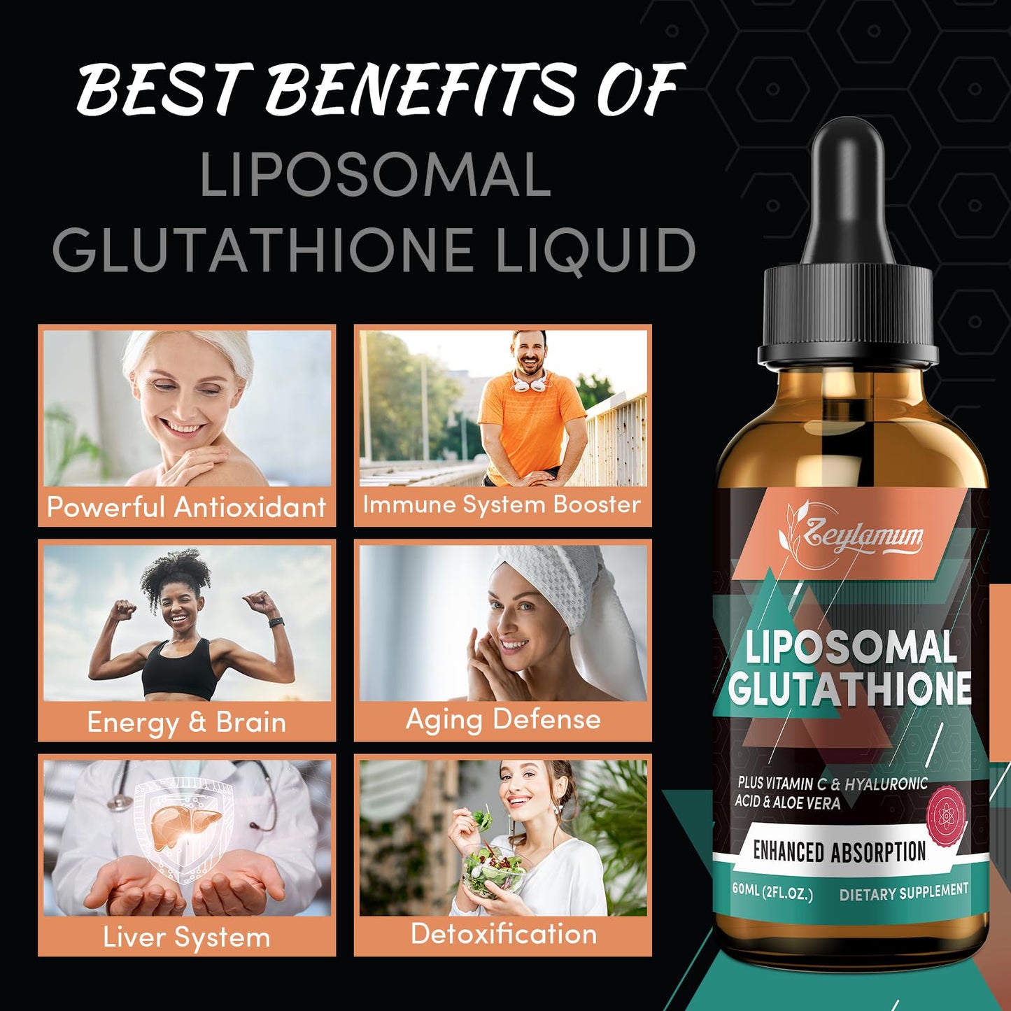2000mg Liposomal Glutathione Liquid Drops โ Ultra High Absorption | Immune & Skin Support