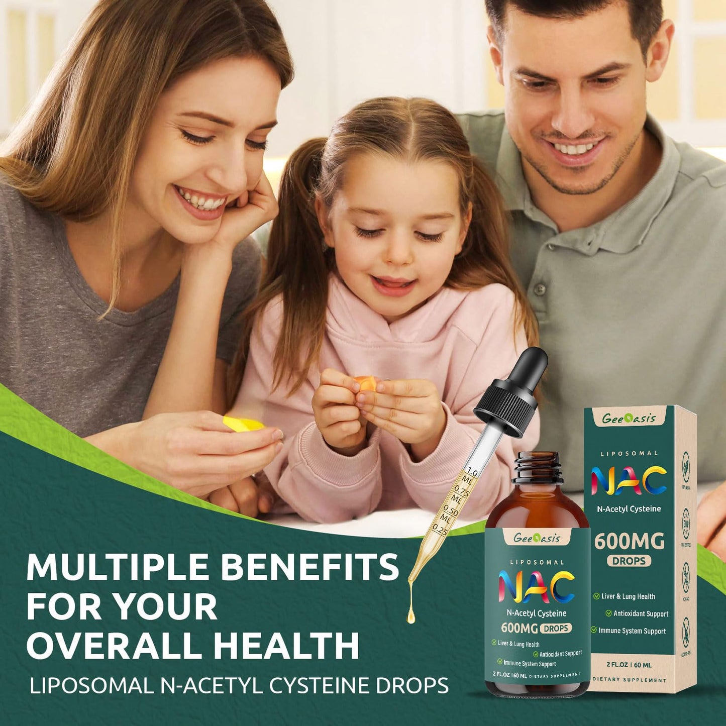Liposomal NAC Liquid Drops 600 mg with Quercetin & Zinc โ Immune, Lung & Liver Support (2x2 oz)