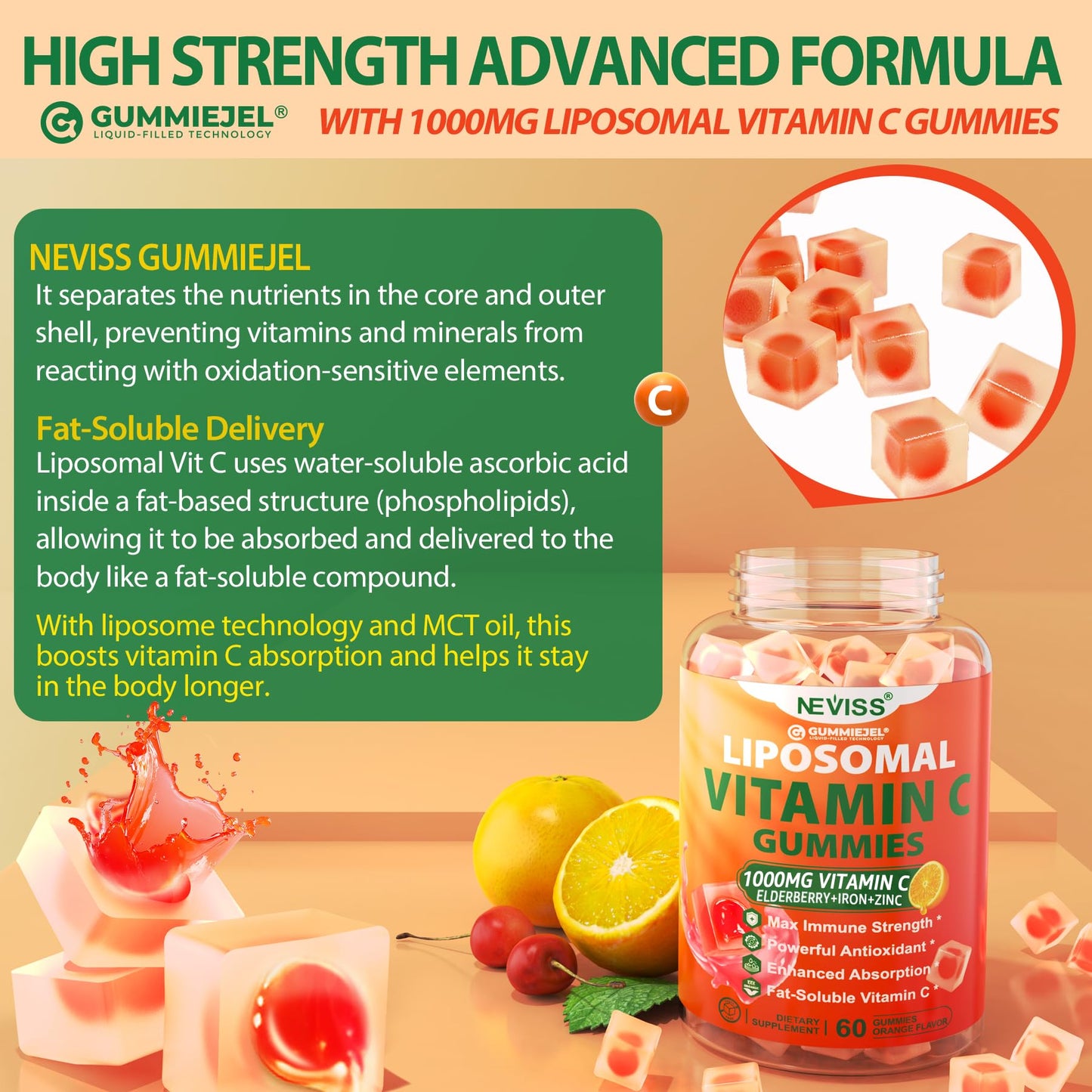 Liposomal Vitamin C 1000mg Gummies for Adults โ Immune Support