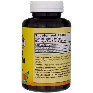 Liquid Calcium 600mg with Vitamin D3 (100 Softgels) โ 3 Bottles (Total 300 Softgels)