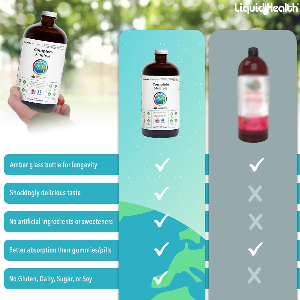 LIQUIDHEALTH Complete Multivitamin for Adults β USA Made, Vegan, Sugar-Free (32 oz)