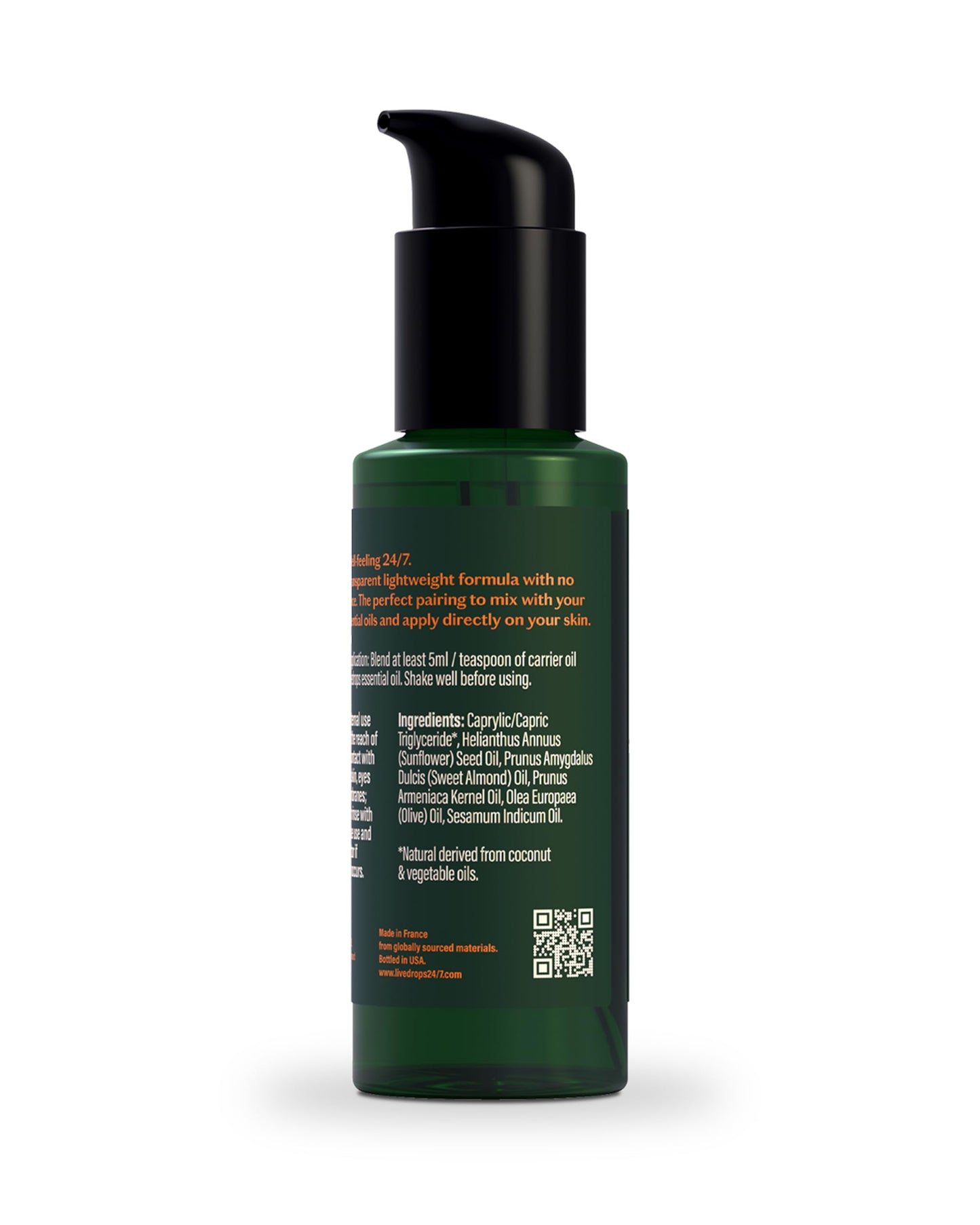 Livedrops 24/7 Unscented Carrier Oil โ Cold-Pressed, Vegan, Odorless
